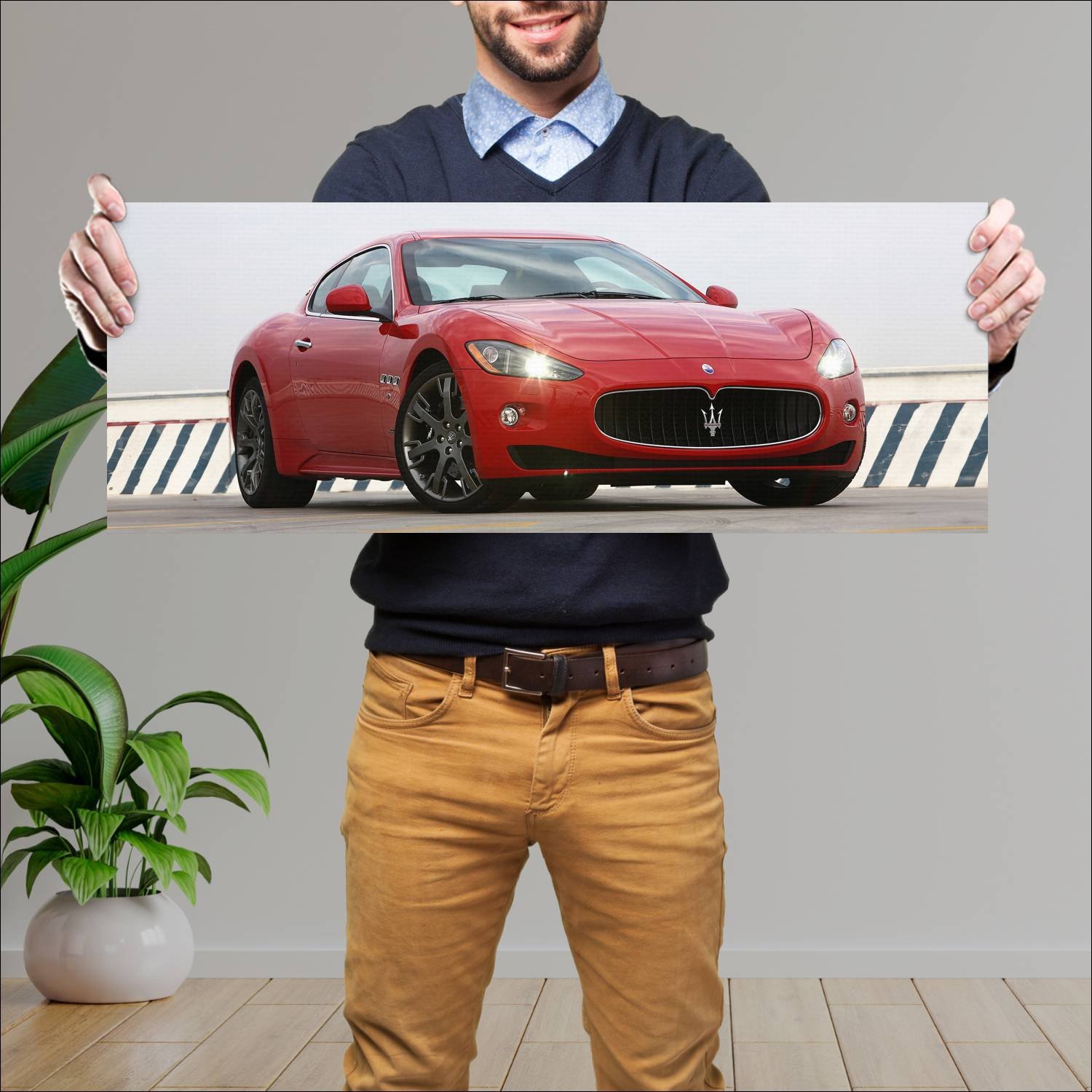 Cuadro grande 30x80cm 2008 maserati granturismo s 130 Maserati