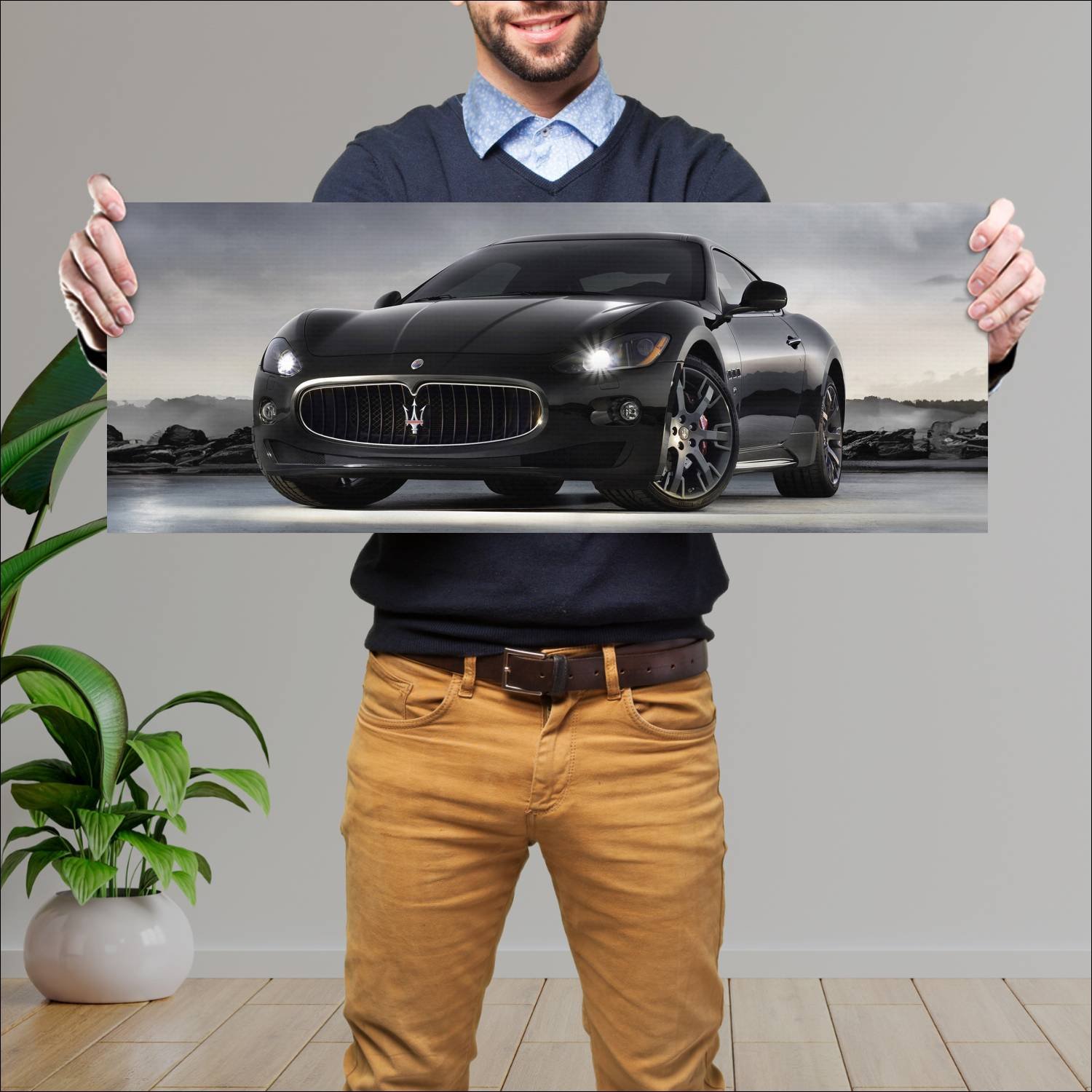 Cuadro grande 30x80cm 2008 maserati granturismo s 132 Maserati