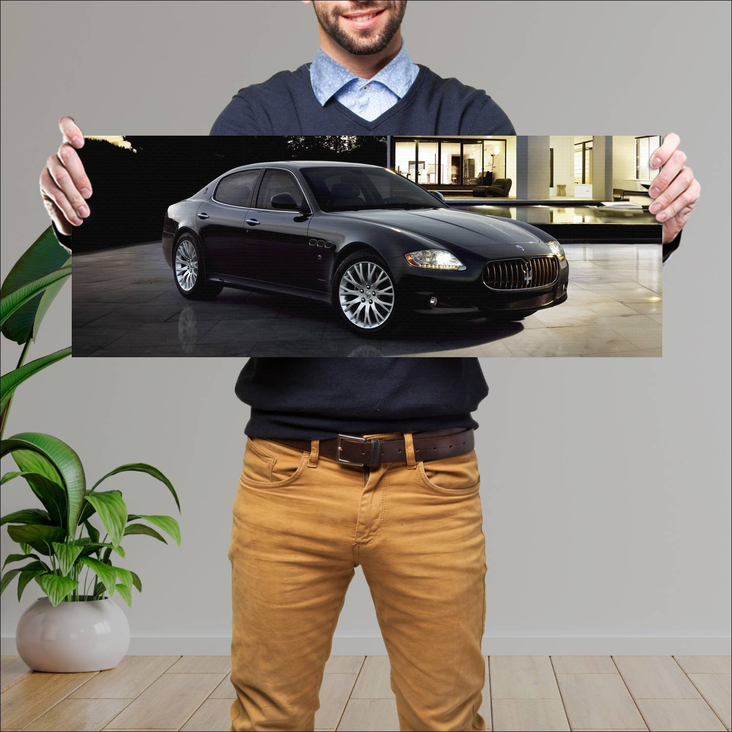 Cuadro grande 30x80cm 2008 maserati quattroporte 6 135 Maserati