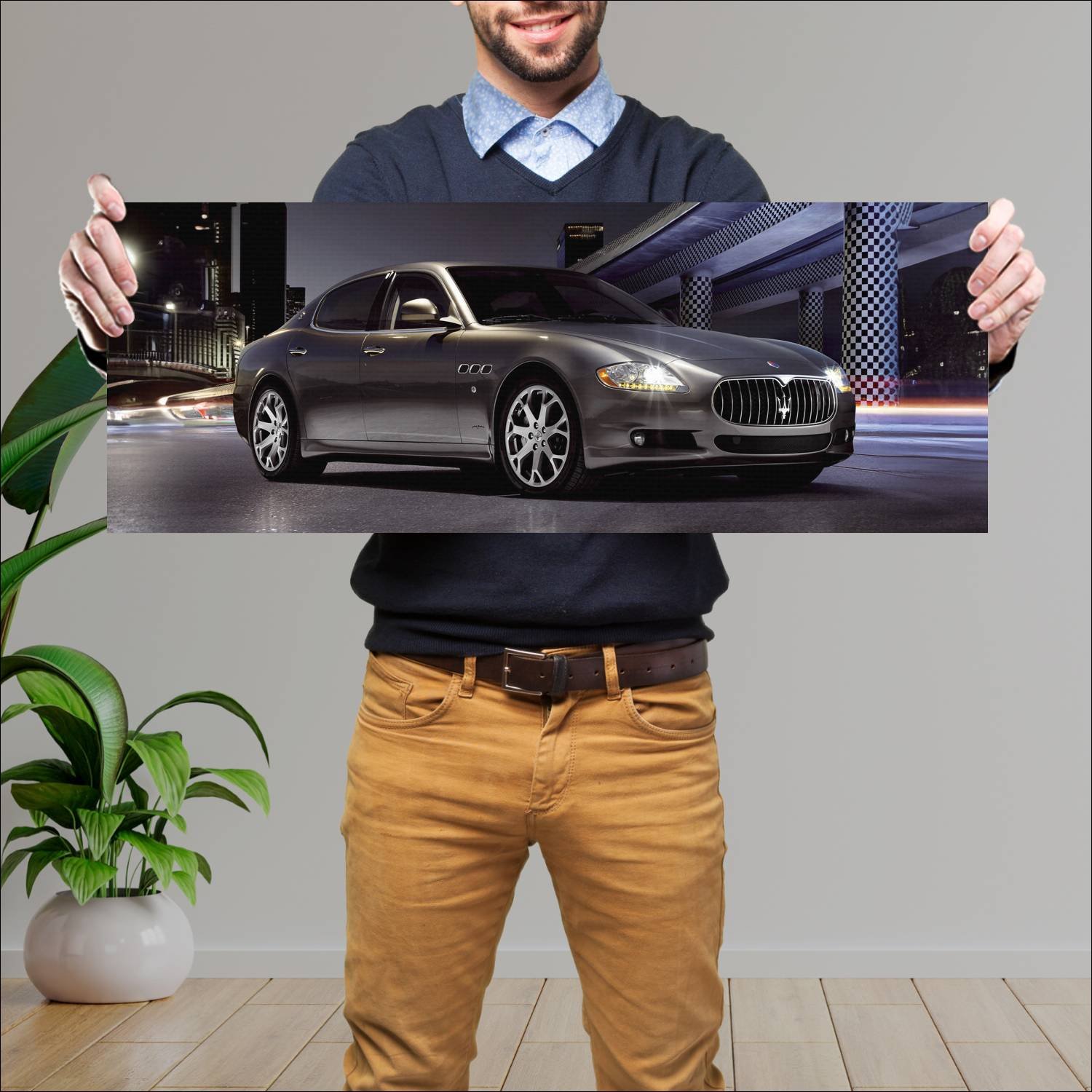 Cuadro grande 30x80cm 2008 maserati quattroporte 6 136 Maserati