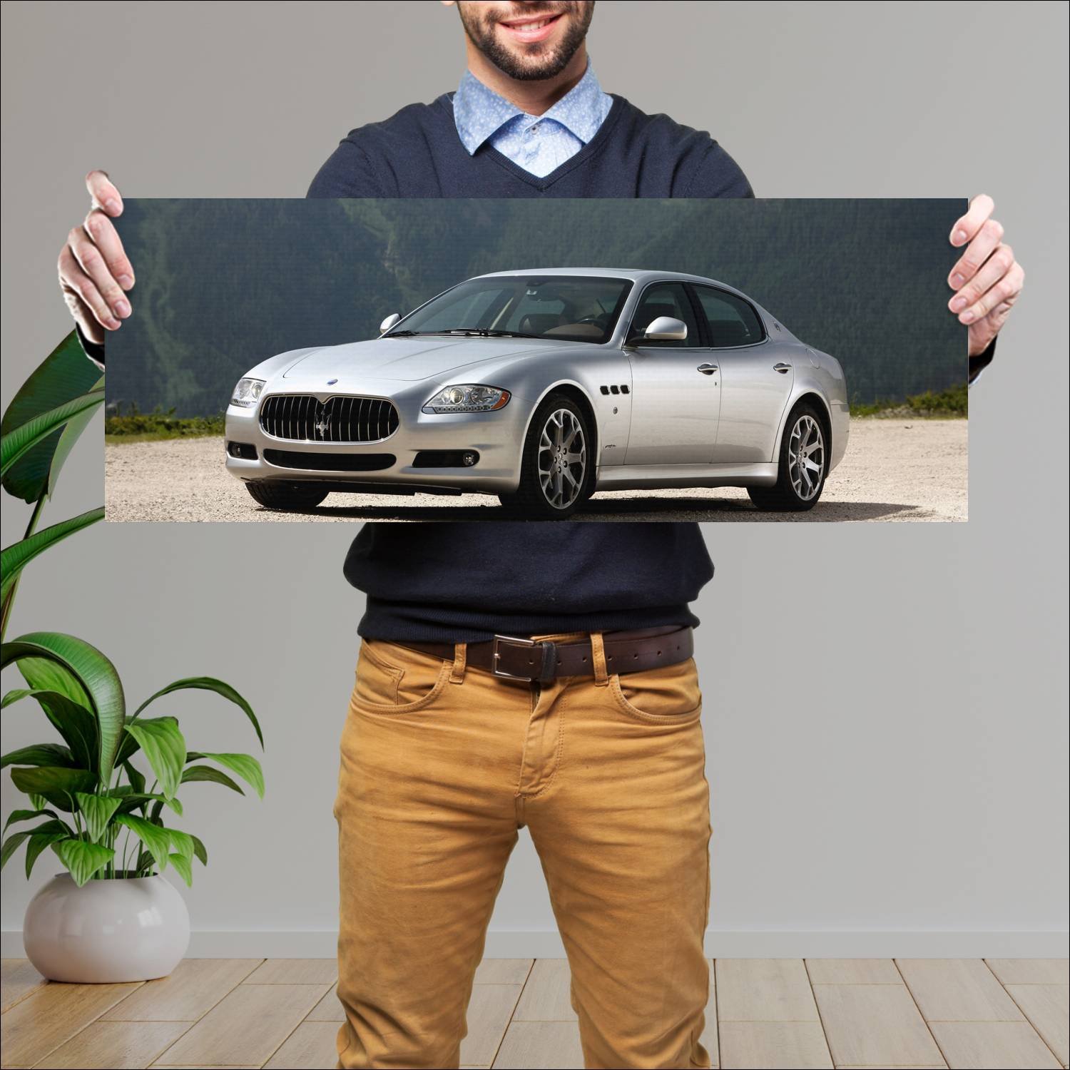 Cuadro grande 30x80cm 2008 maserati quattroporte 6 137 Maserati