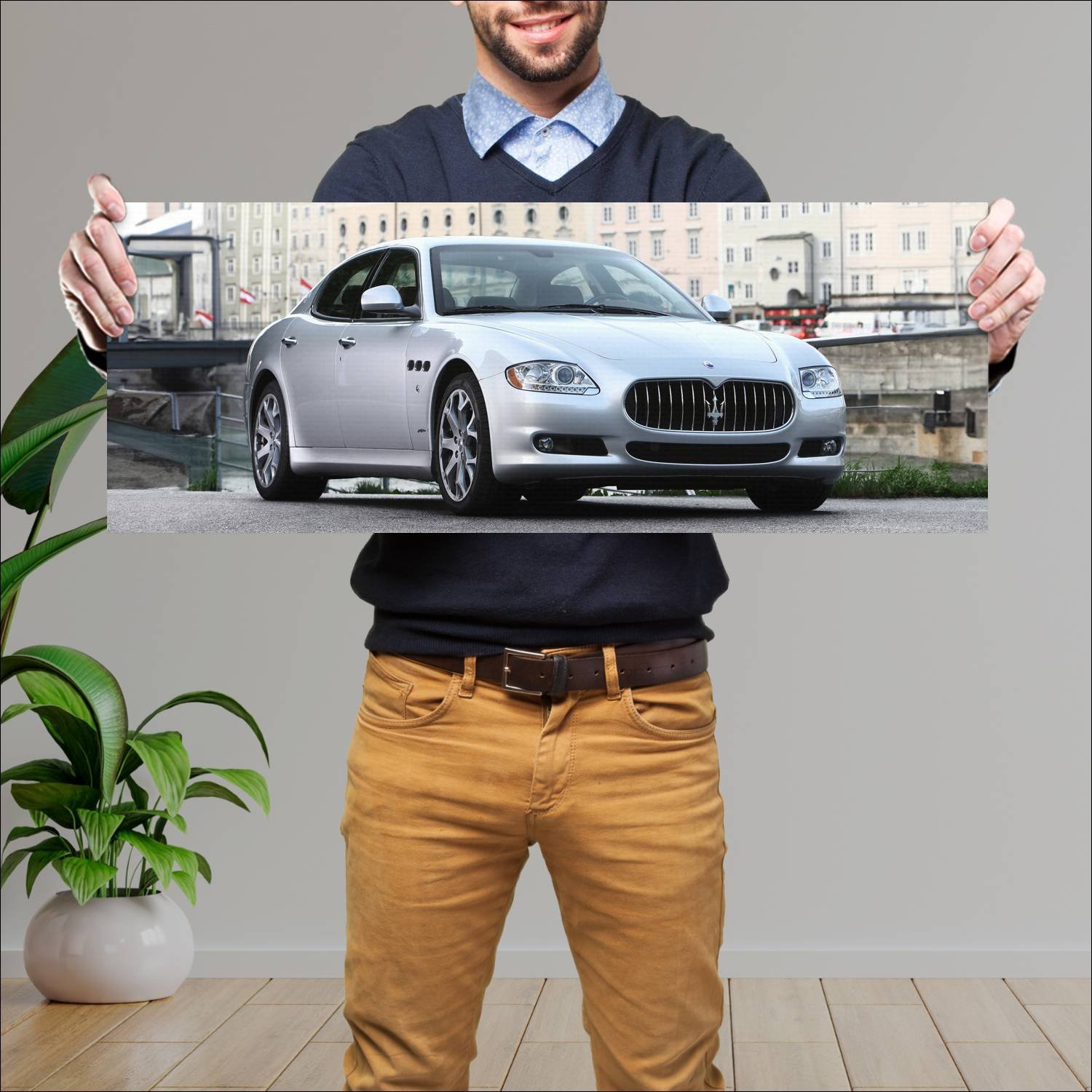 Cuadro grande 30x80cm 2008 maserati quattroporte 6 138 Maserati