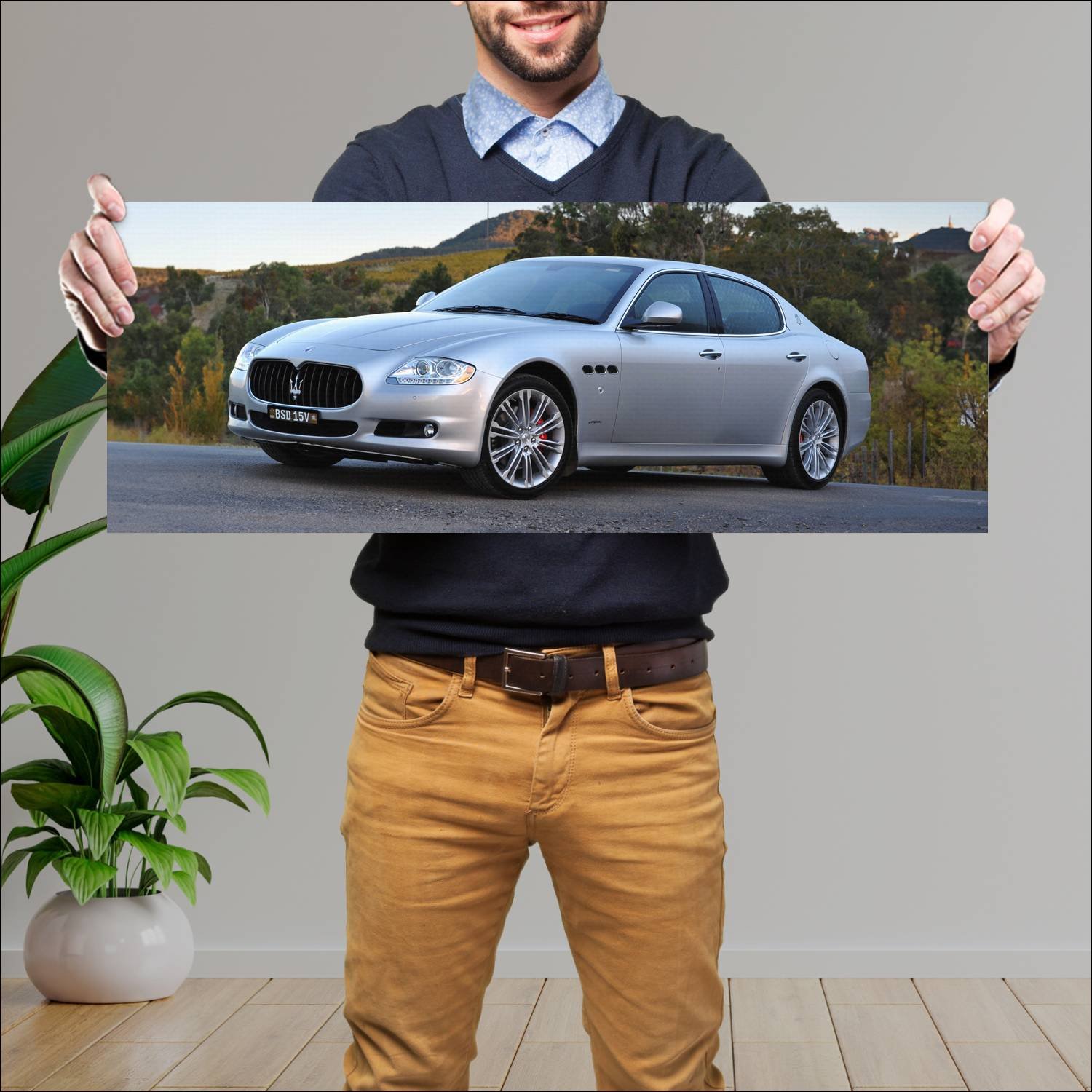 Cuadro grande 30x80cm 2008 maserati quattroporte a 139 Maserati