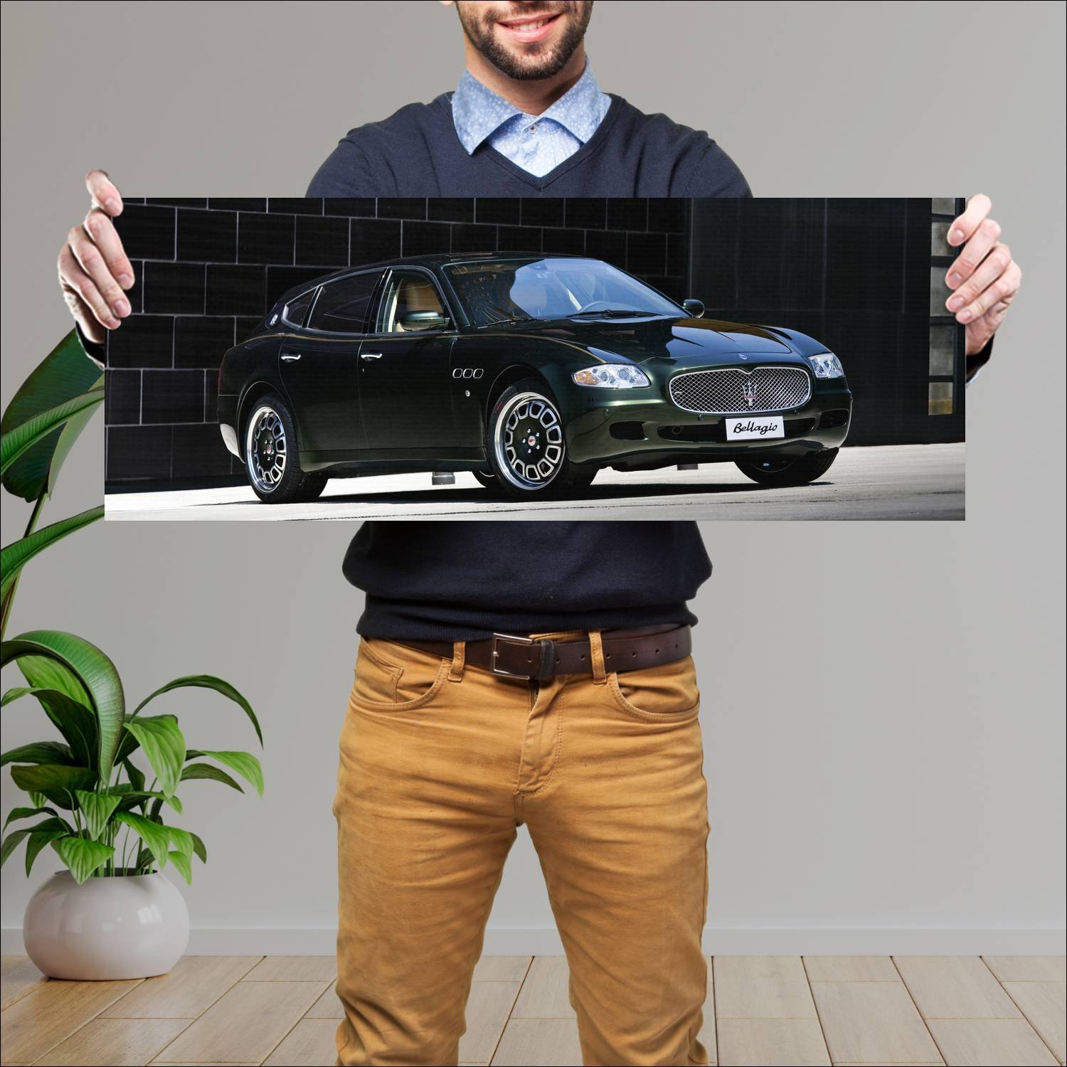 Cuadro grande 30x80cm 2008 maserati quattroporte b 141 Maserati