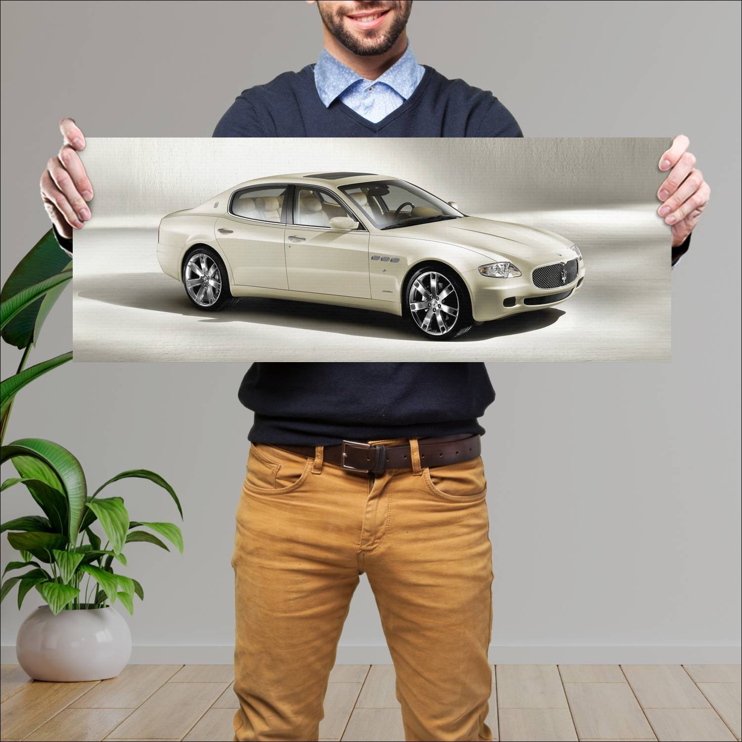 Cuadro grande 30x80cm 2008 maserati quattroporte c 142 Maserati