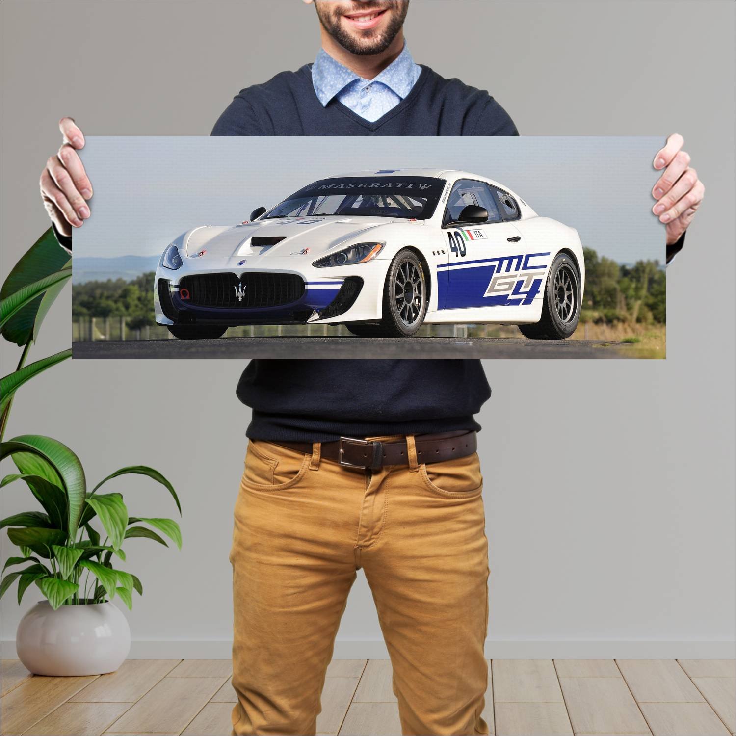 Cuadro grande 30x80cm 2009 maserati granturismo mc 144 Maserati