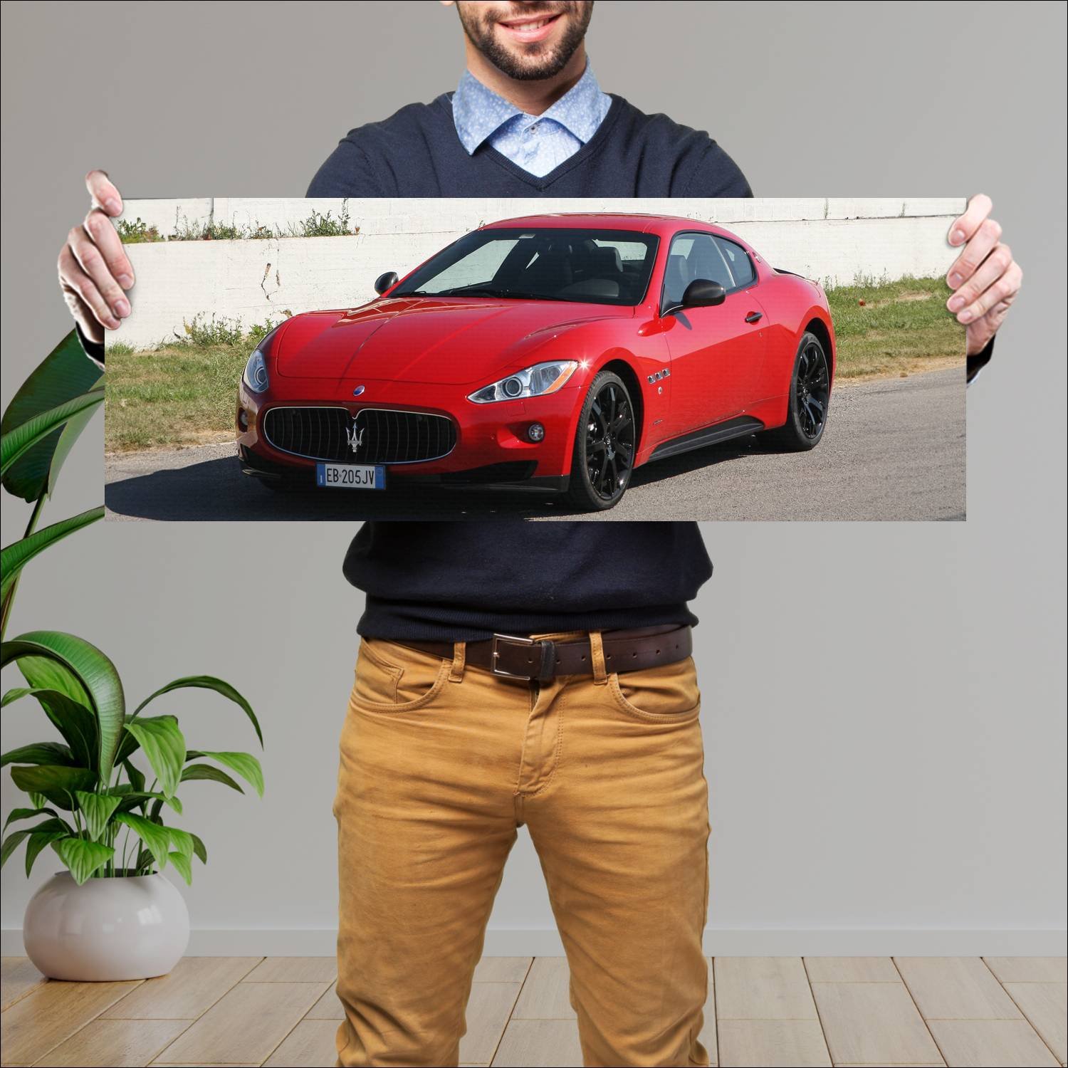 Cuadro grande 30x80cm 2009 maserati granturismo mc 145 Maserati