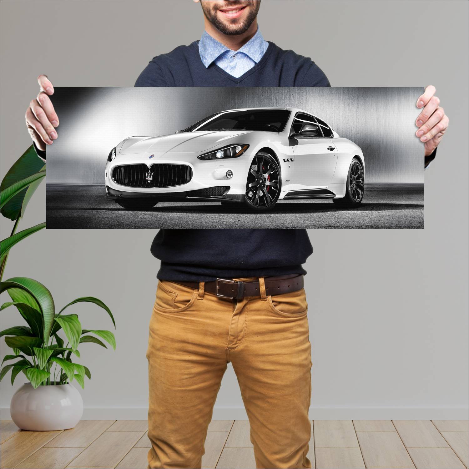 Cuadro grande 30x80cm 2009 maserati granturismo s 147 Maserati