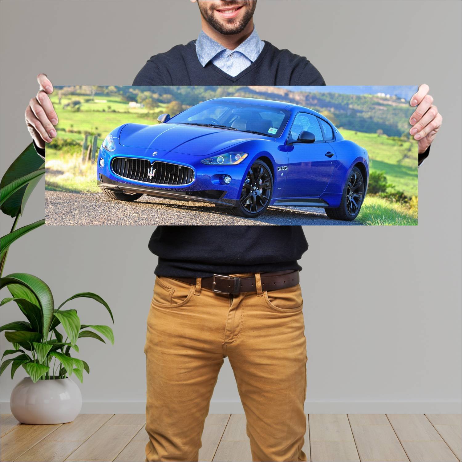 Cuadro grande 30x80cm 2009 maserati granturismo s 148 Maserati