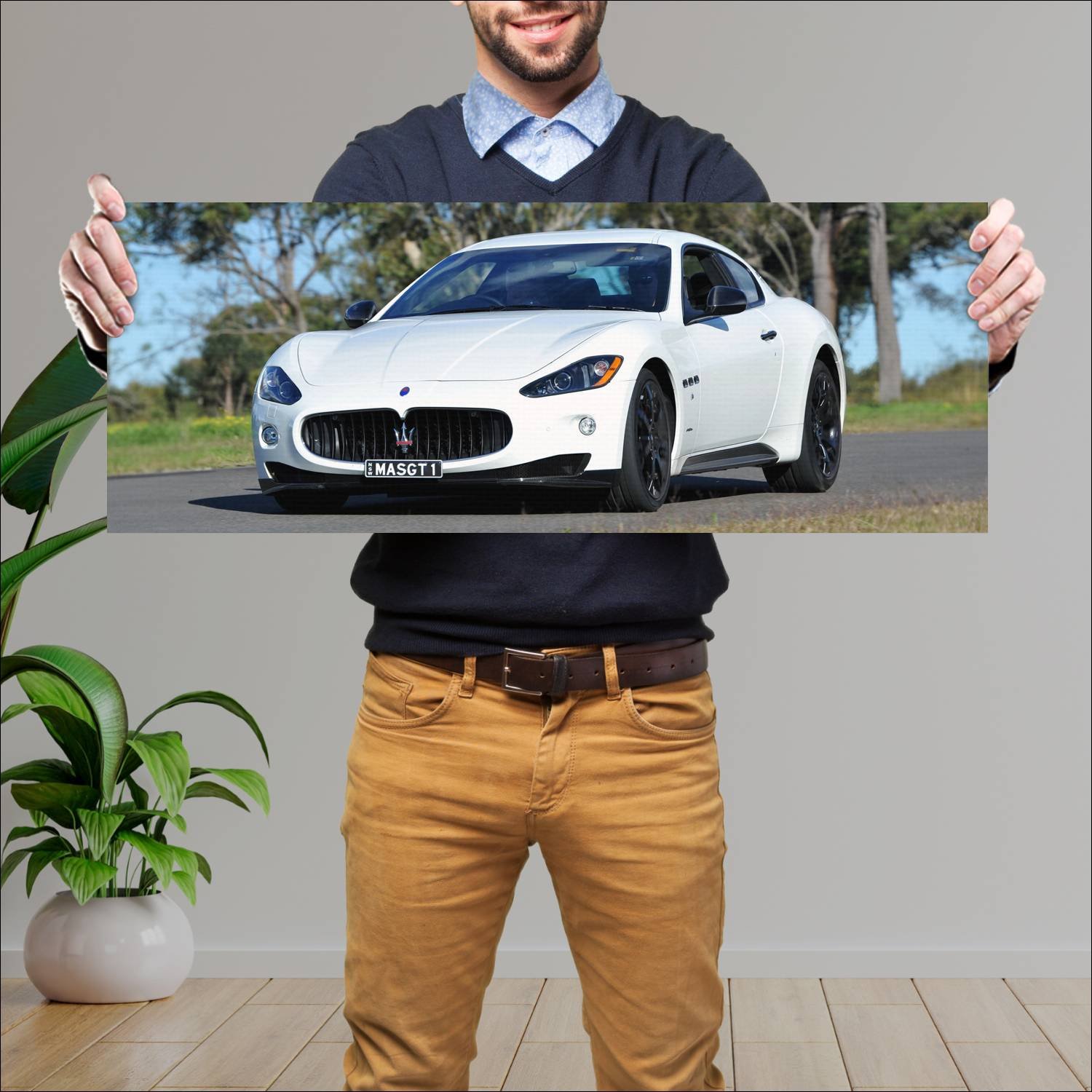 Cuadro grande 30x80cm 2009 maserati granturismo s 150 Maserati