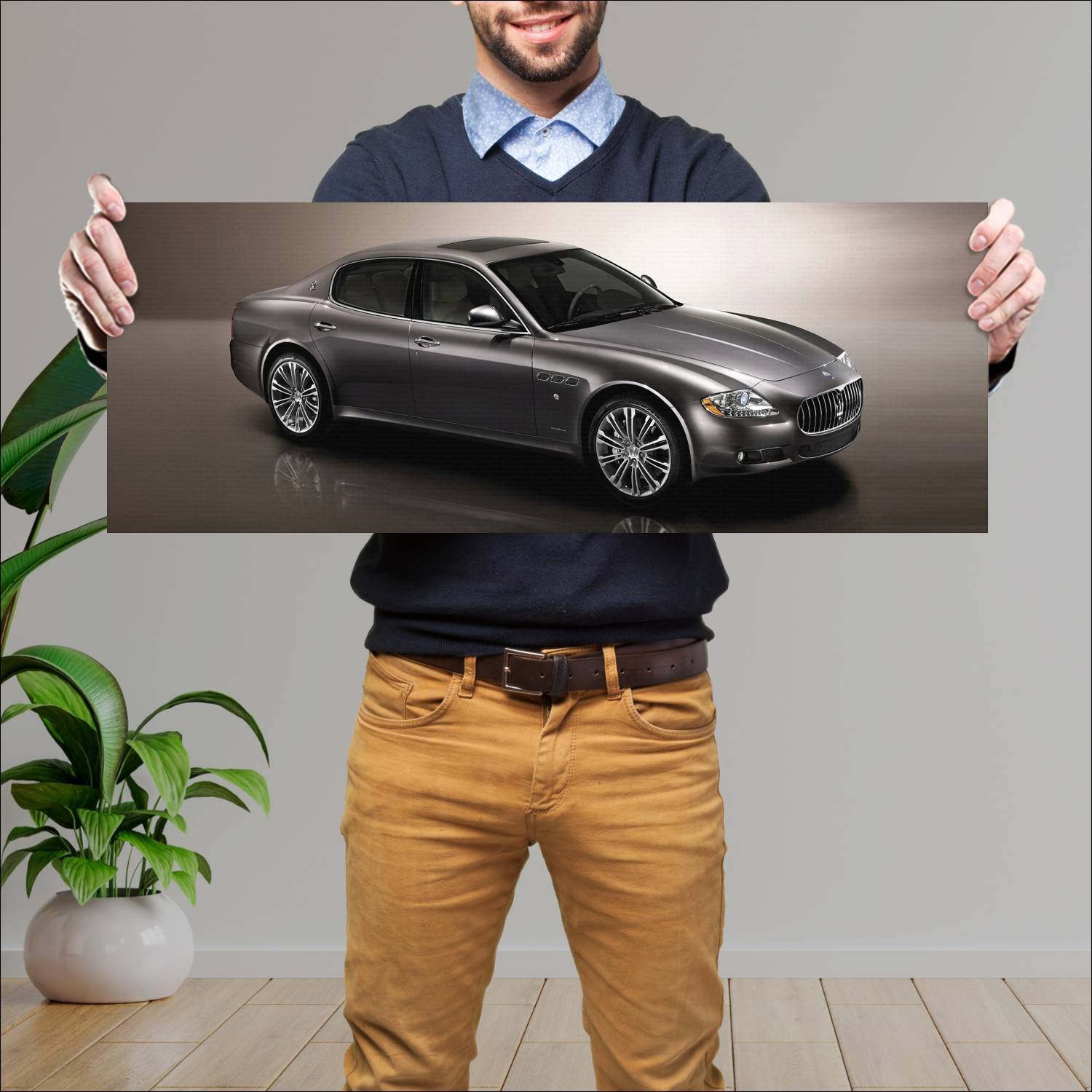 Cuadro grande 30x80cm 2009 maserati quattroporte e 151 Maserati