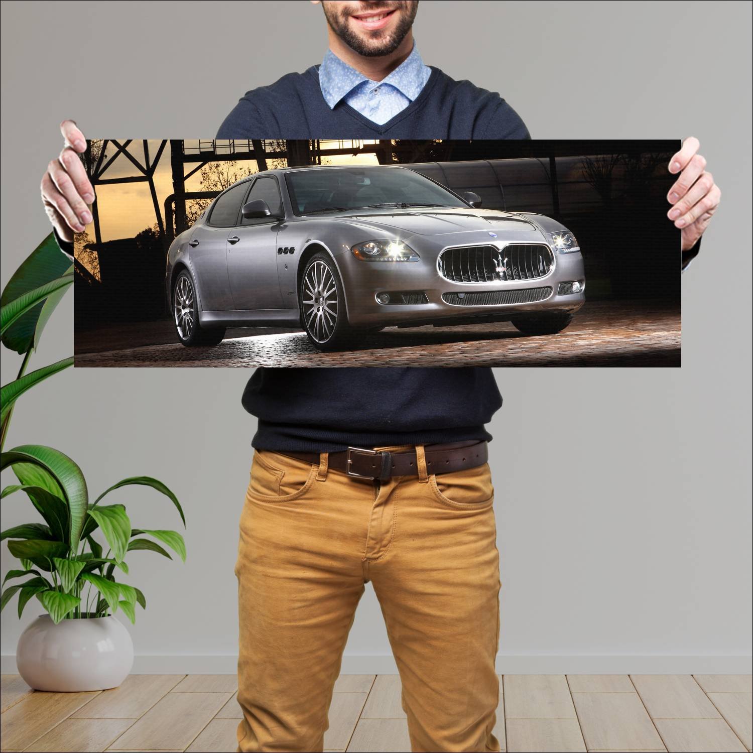 Cuadro grande 30x80cm 2009 maserati quattroporte s 152 Maserati