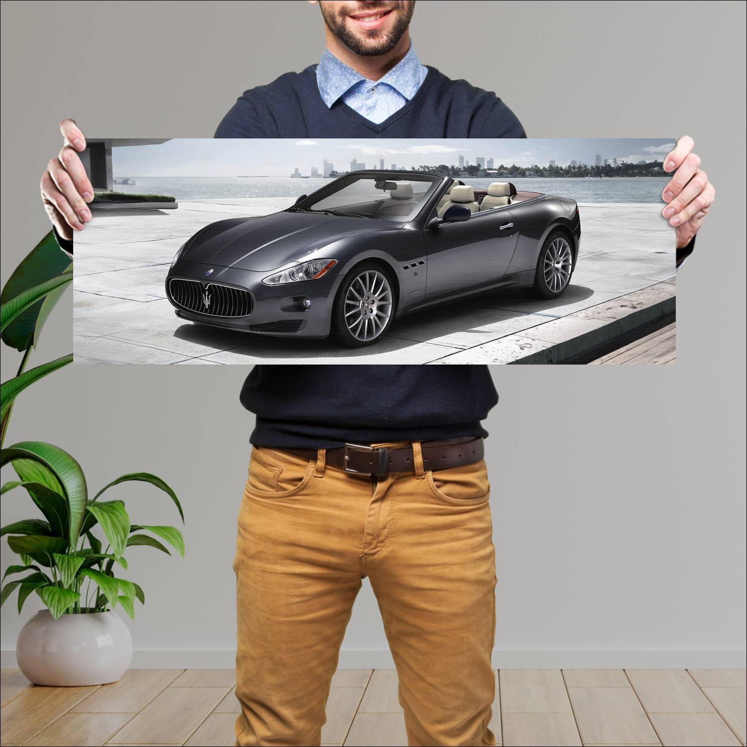 Cuadro grande 30x80cm 2010 maserati grancabrio 600 156 Maserati
