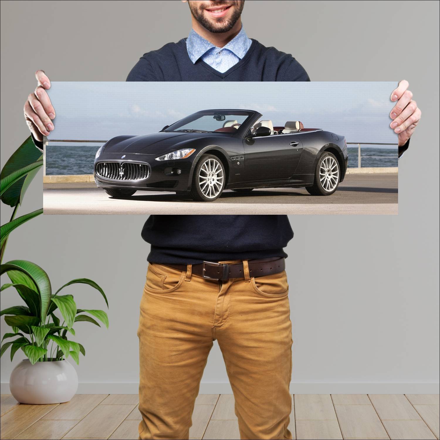 Cuadro grande 30x80cm 2010 maserati grancabrio 600 157 Maserati