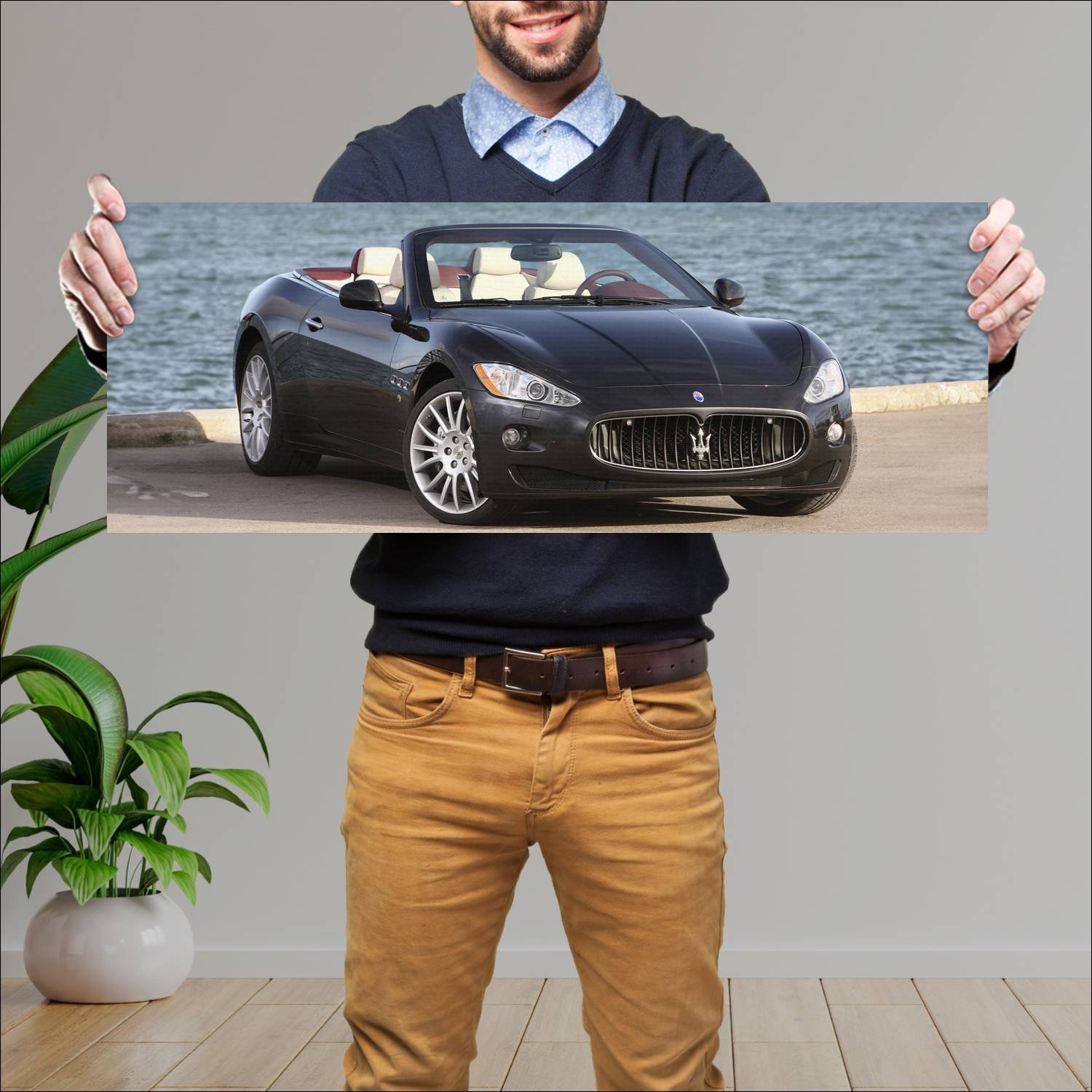Cuadro grande 30x80cm 2010 maserati grancabrio 600 158 Maserati