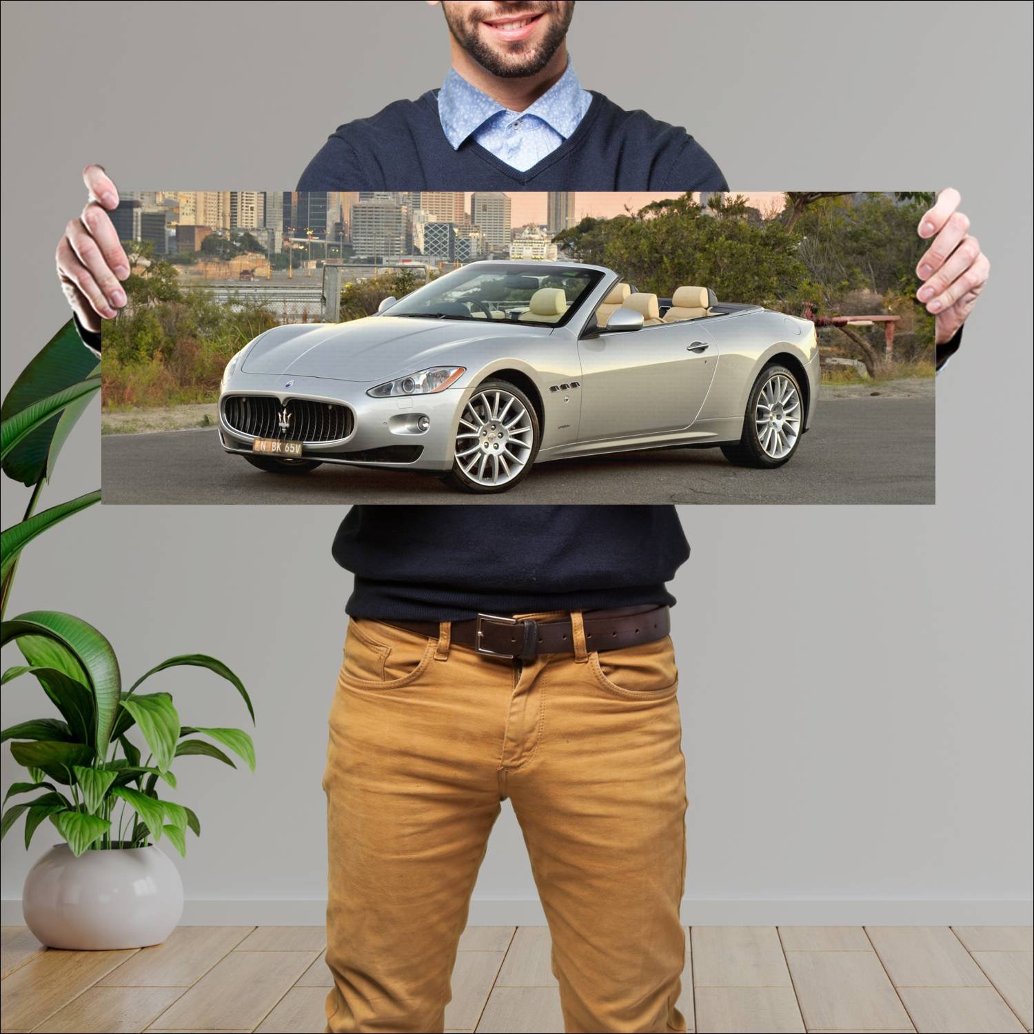 Cuadro grande 30x80cm 2010 maserati grancabrio au 159 Maserati