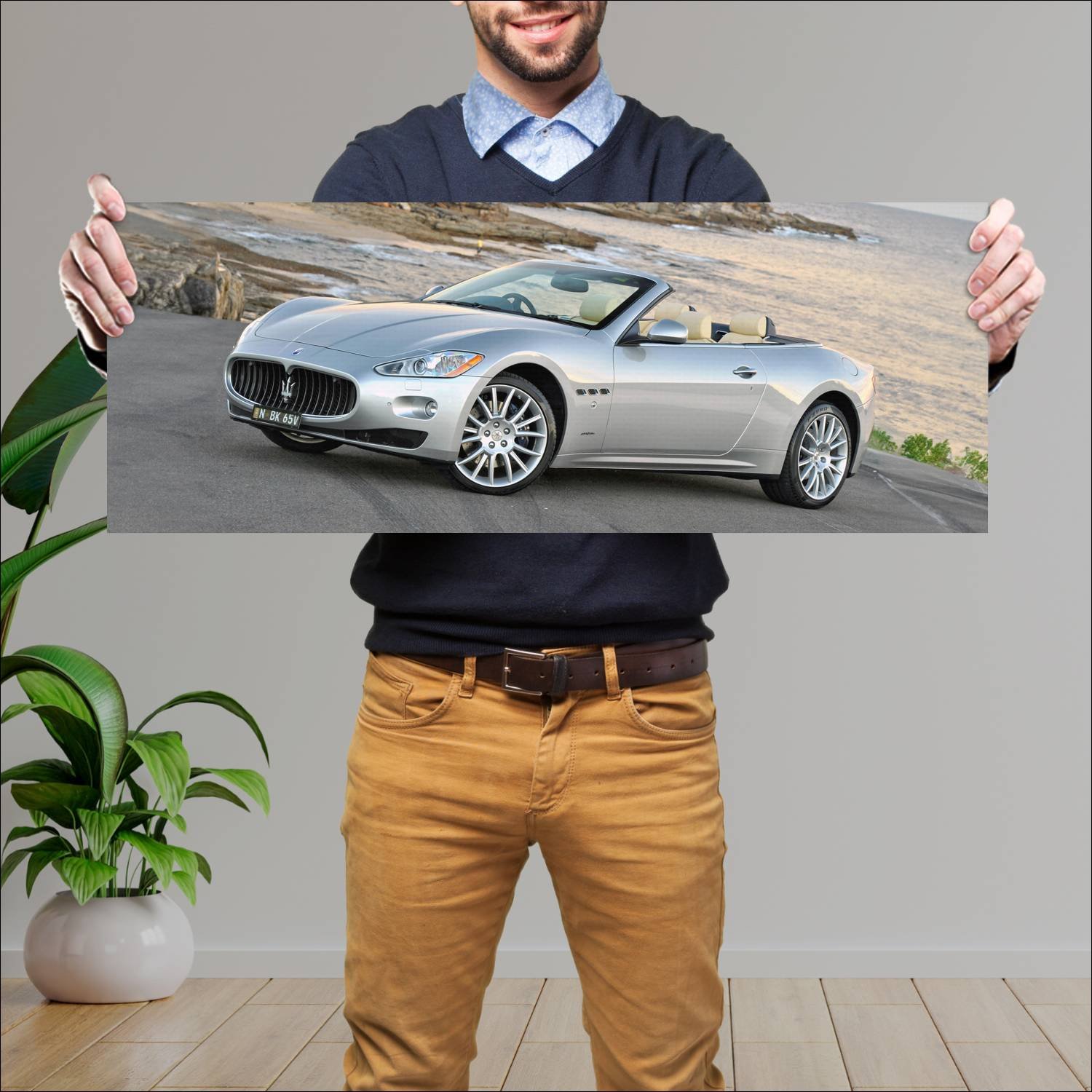 Cuadro grande 30x80cm 2010 maserati grancabrio au 160 Maserati