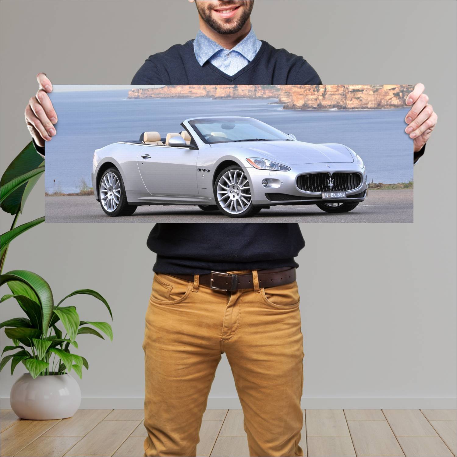 Cuadro grande 30x80cm 2010 maserati grancabrio au 161 Maserati