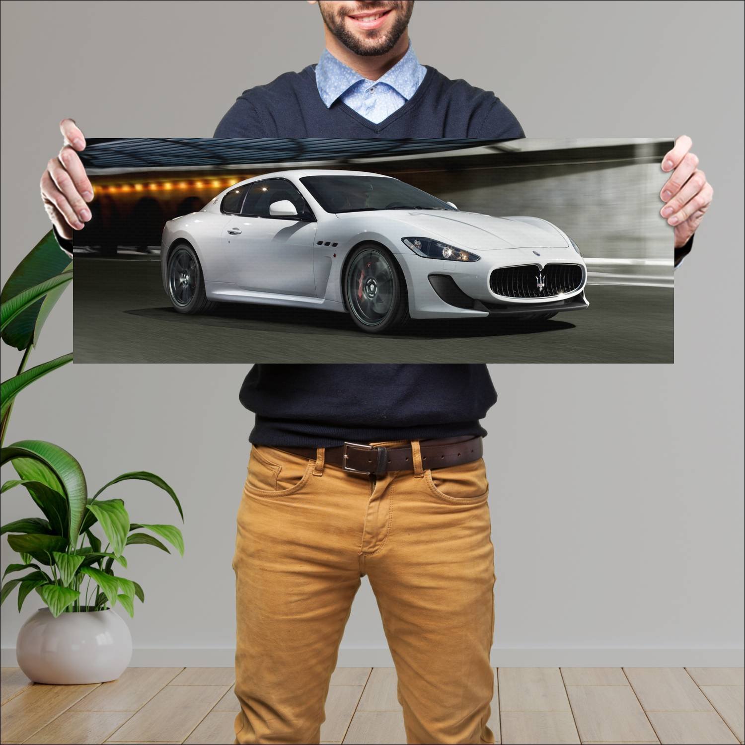 Cuadro grande 30x80cm 2010 maserati granturismo mc 165 Maserati