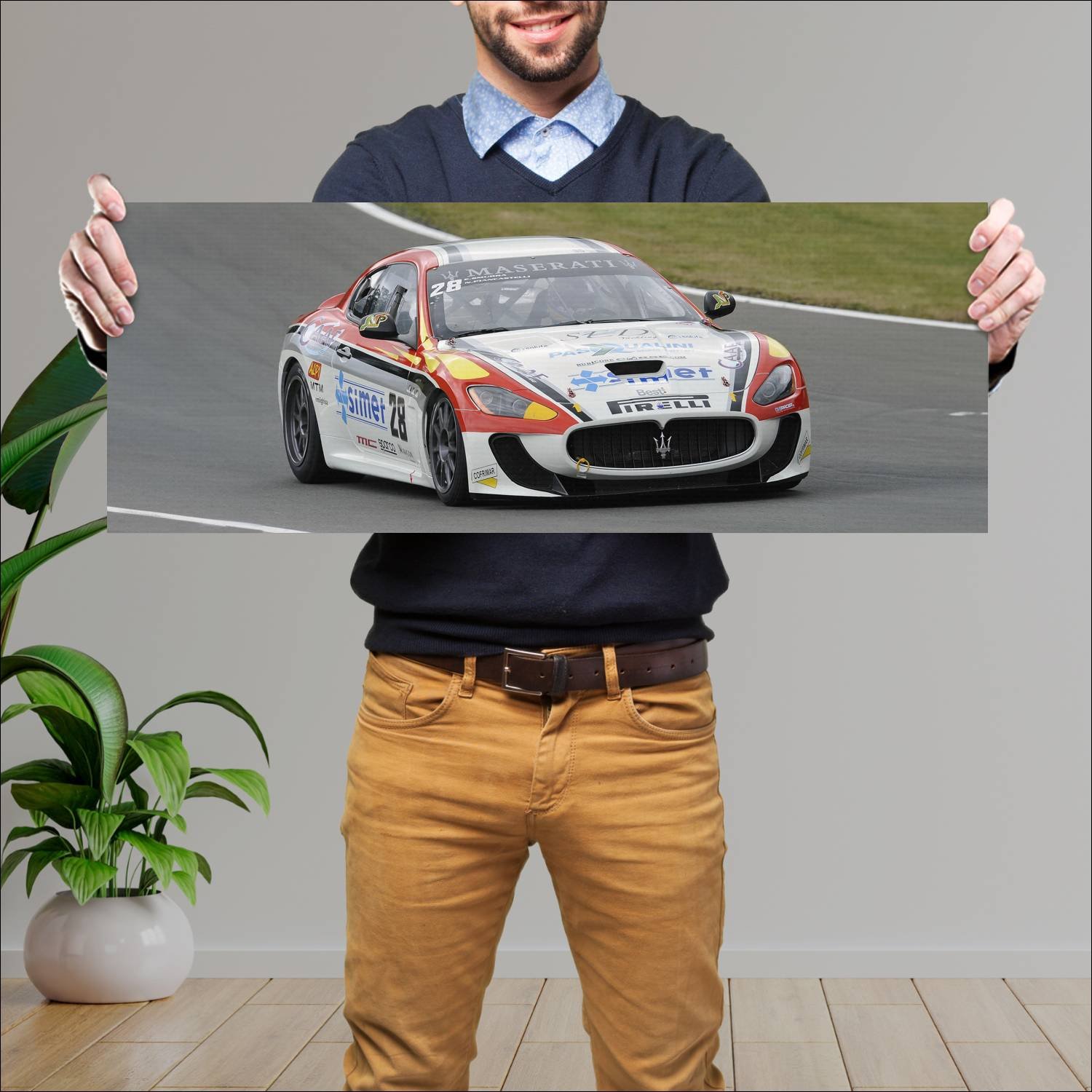 Cuadro grande 30x80cm 2010 maserati granturismo mc 166 Maserati