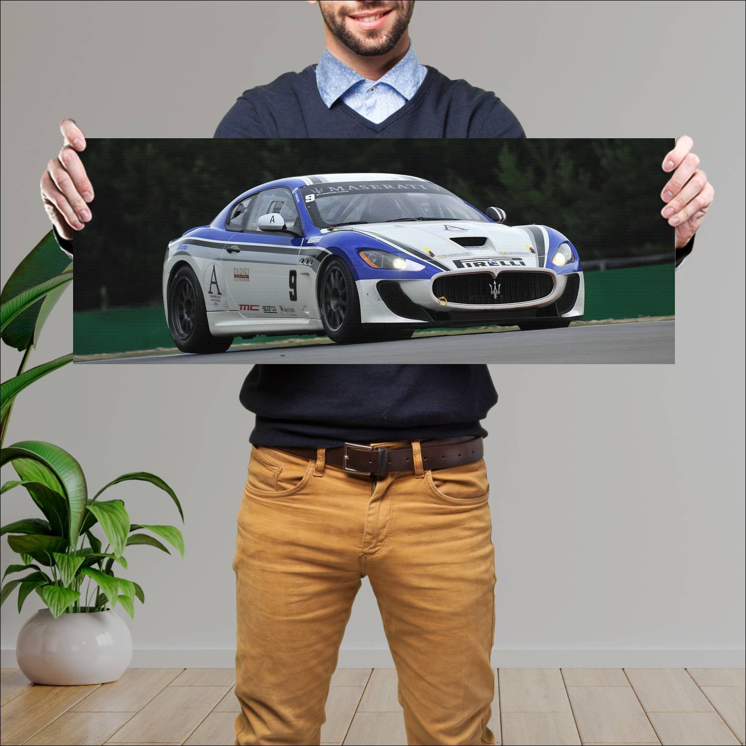 Cuadro grande 30x80cm 2010 maserati granturismo mc 168 Maserati