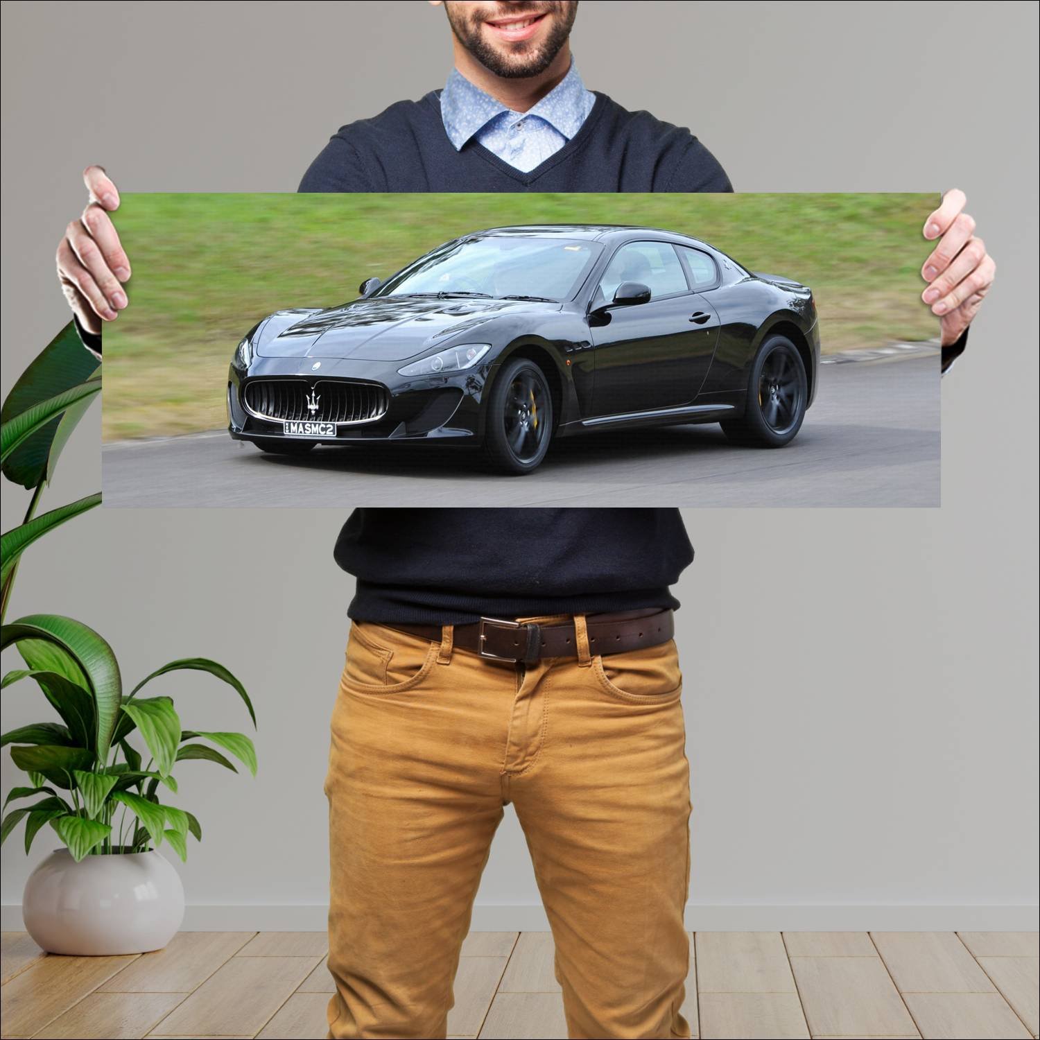 Cuadro grande 30x80cm 2011 maserati granturismo mc 179 Maserati