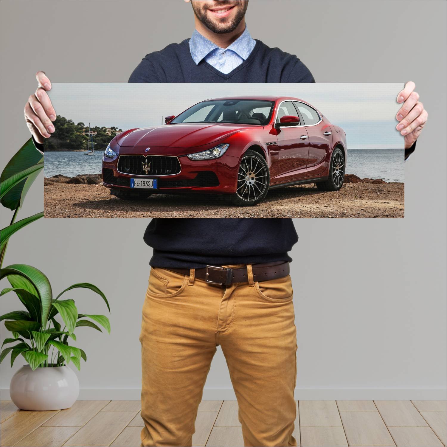 Cuadro grande 30x80cm 2013 maserati ghibli auto 200 Maserati