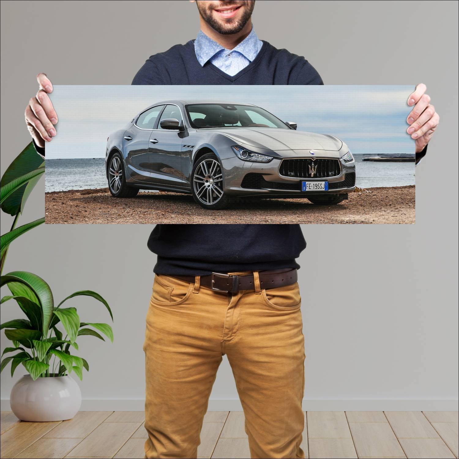 Cuadro grande 30x80cm 2013 maserati ghibli auto 201 Maserati