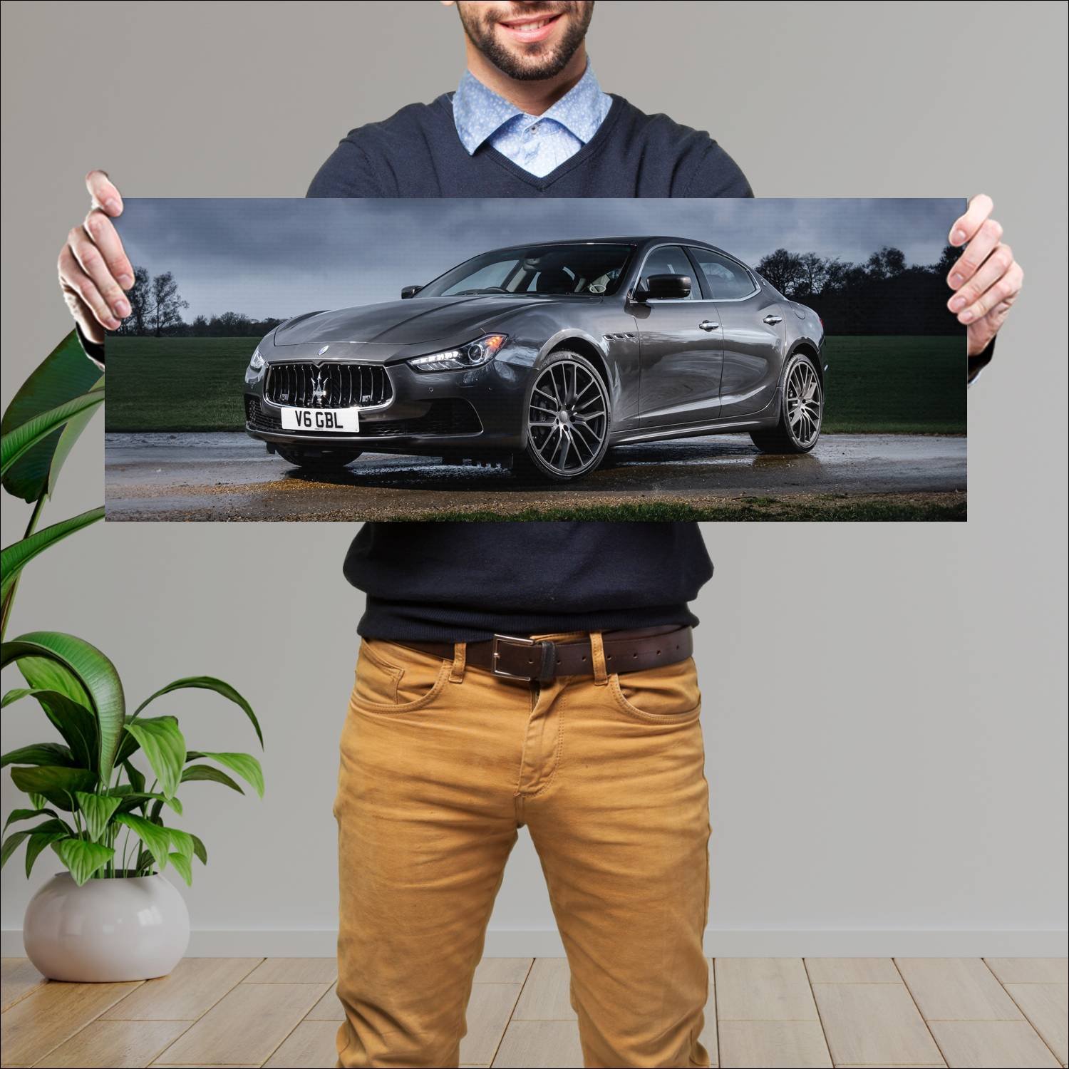 Cuadro grande 30x80cm 2013 maserati ghibli uk Maserati