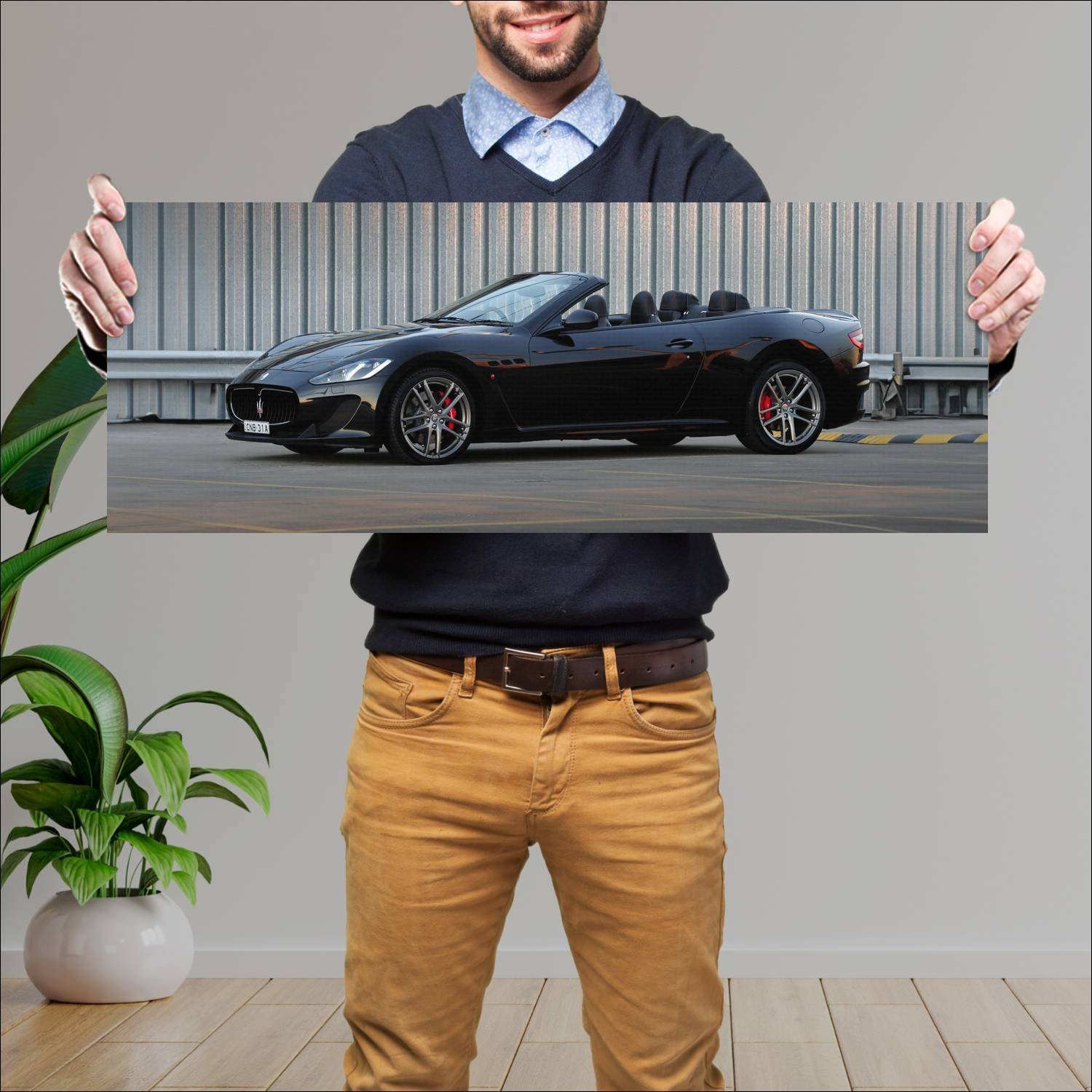Cuadro grande 30x80cm 2013 maserati grancabrio mc 204 Maserati