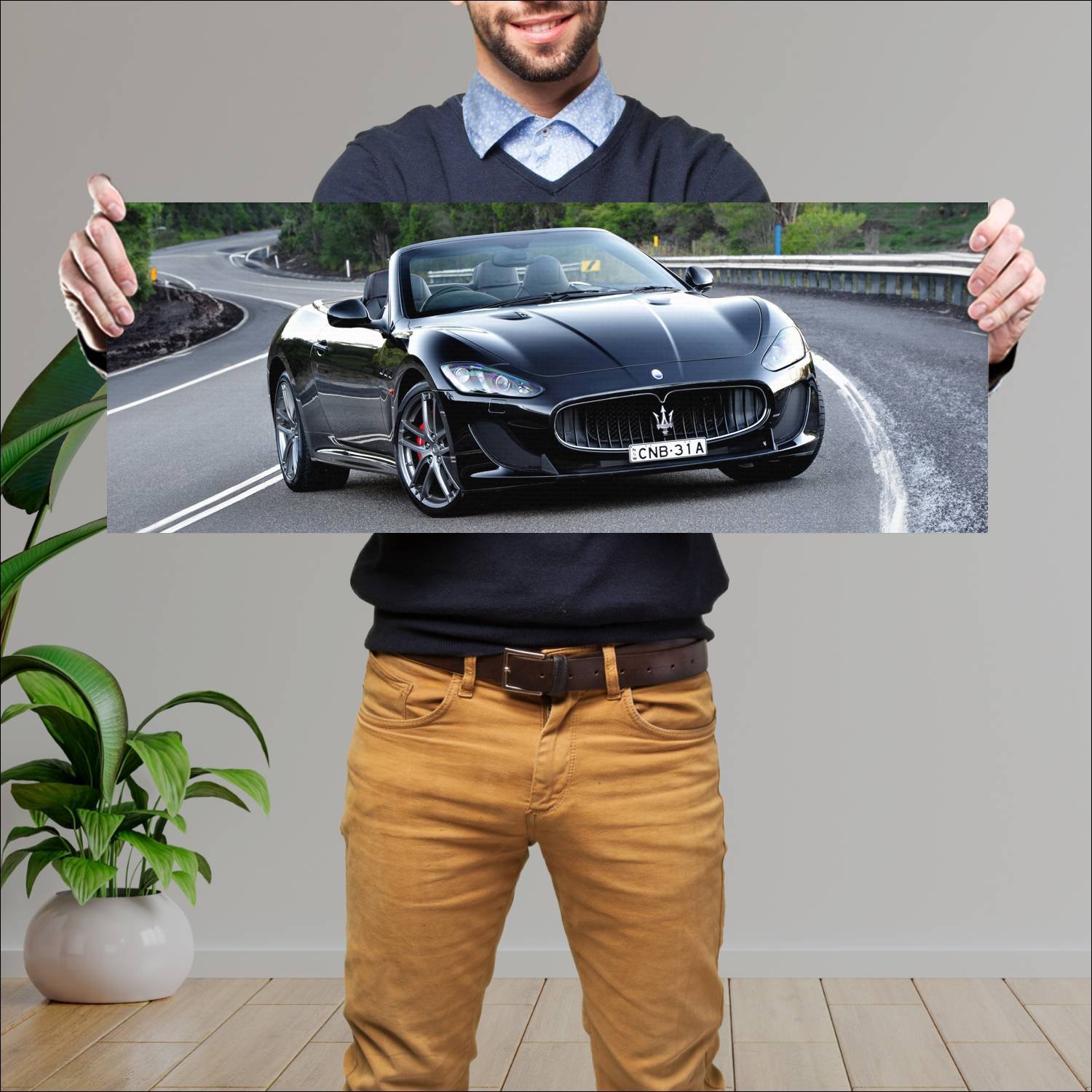 Cuadro grande 30x80cm 2013 maserati grancabrio mc 205 Maserati