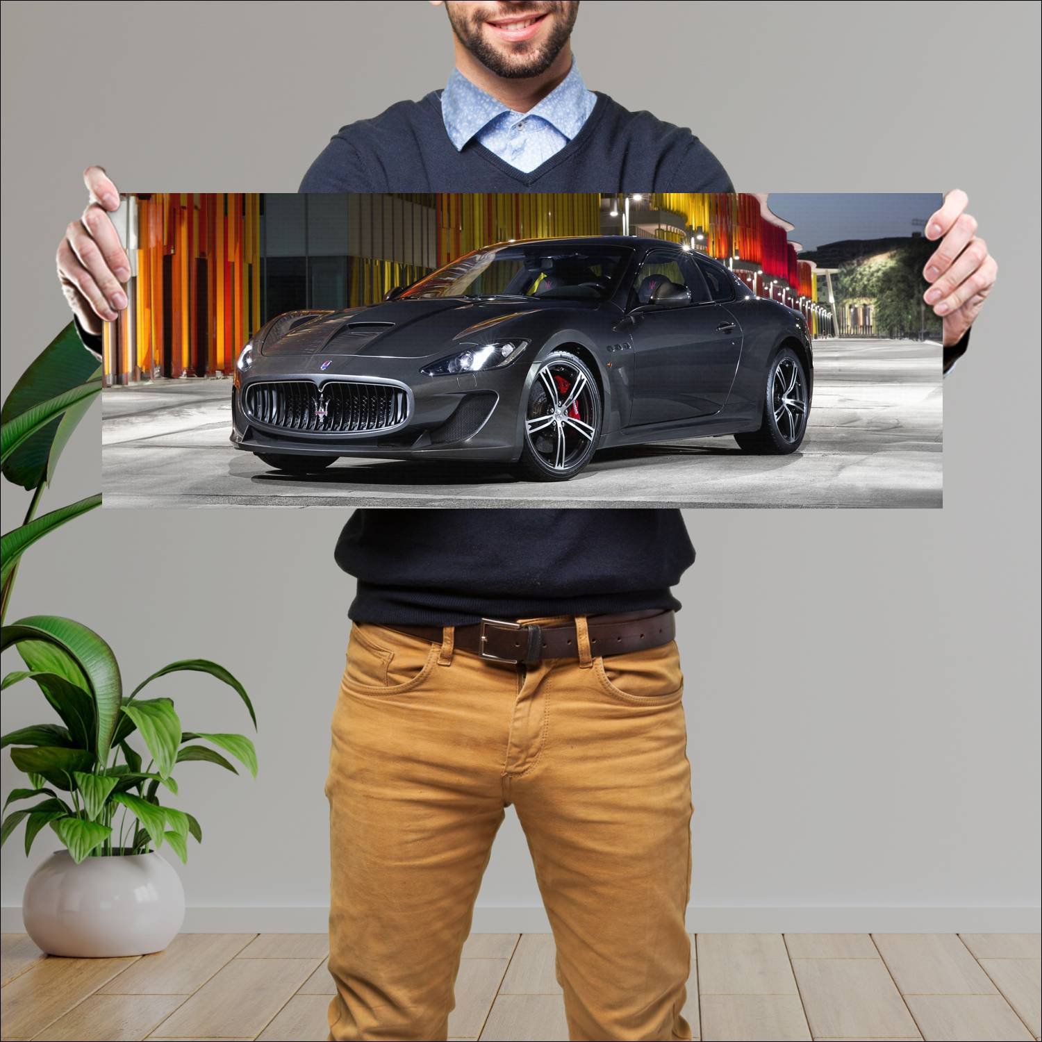 Cuadro grande 30x80cm 2013 maserati granturismo mc 207 Maserati