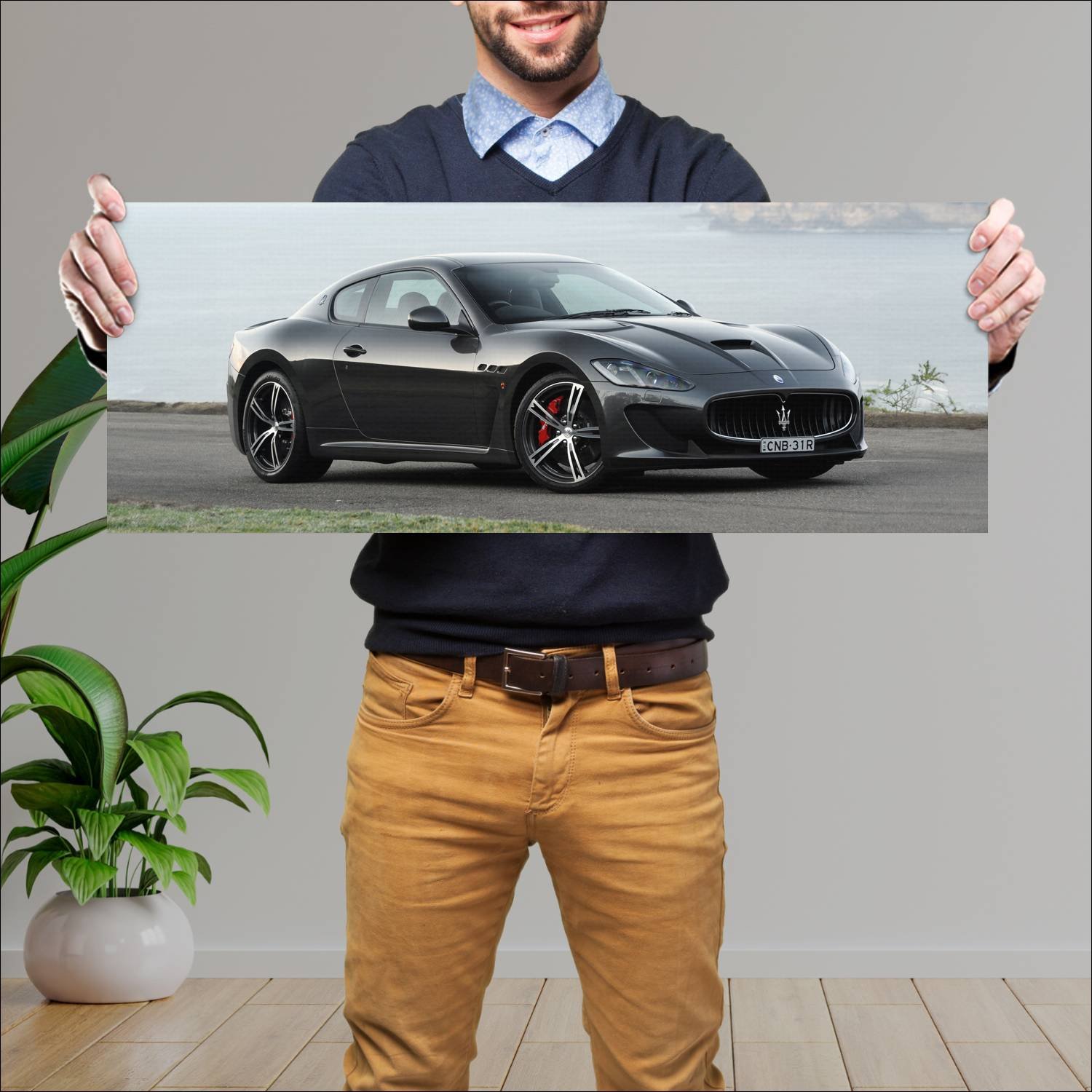 Cuadro grande 30x80cm 2013 maserati granturismo mc 210 Maserati