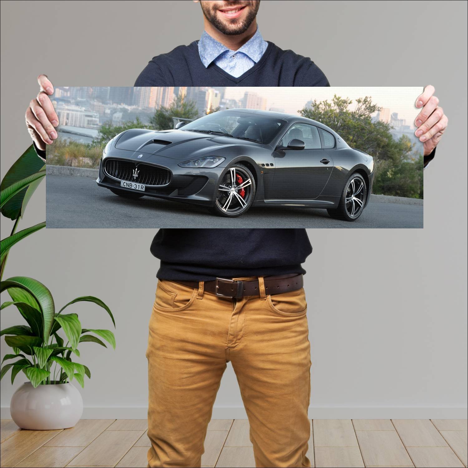 Cuadro grande 30x80cm 2013 maserati granturismo mc 211 Maserati
