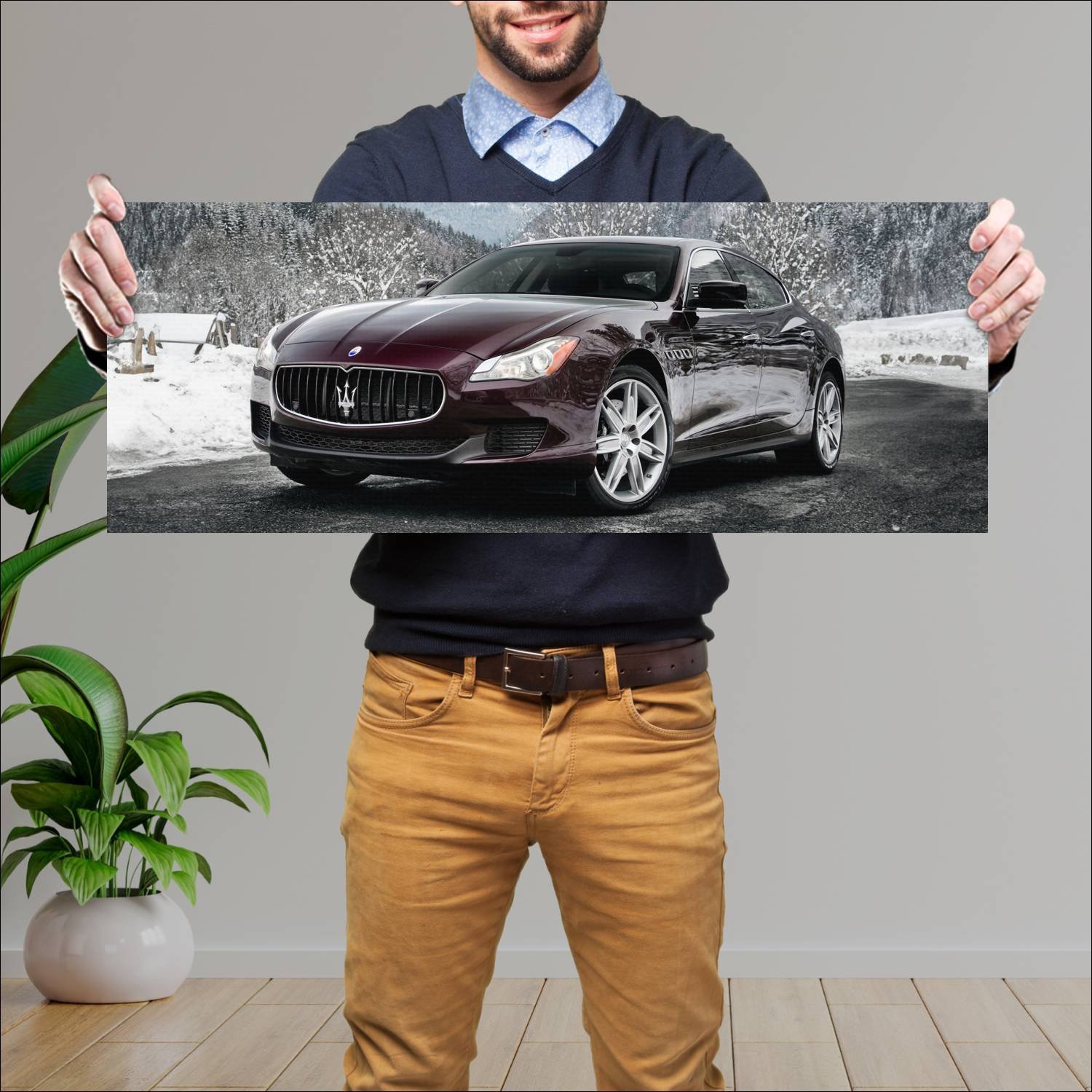 Cuadro grande 30x80cm 2013 maserati quattroporte 6 214 Maserati