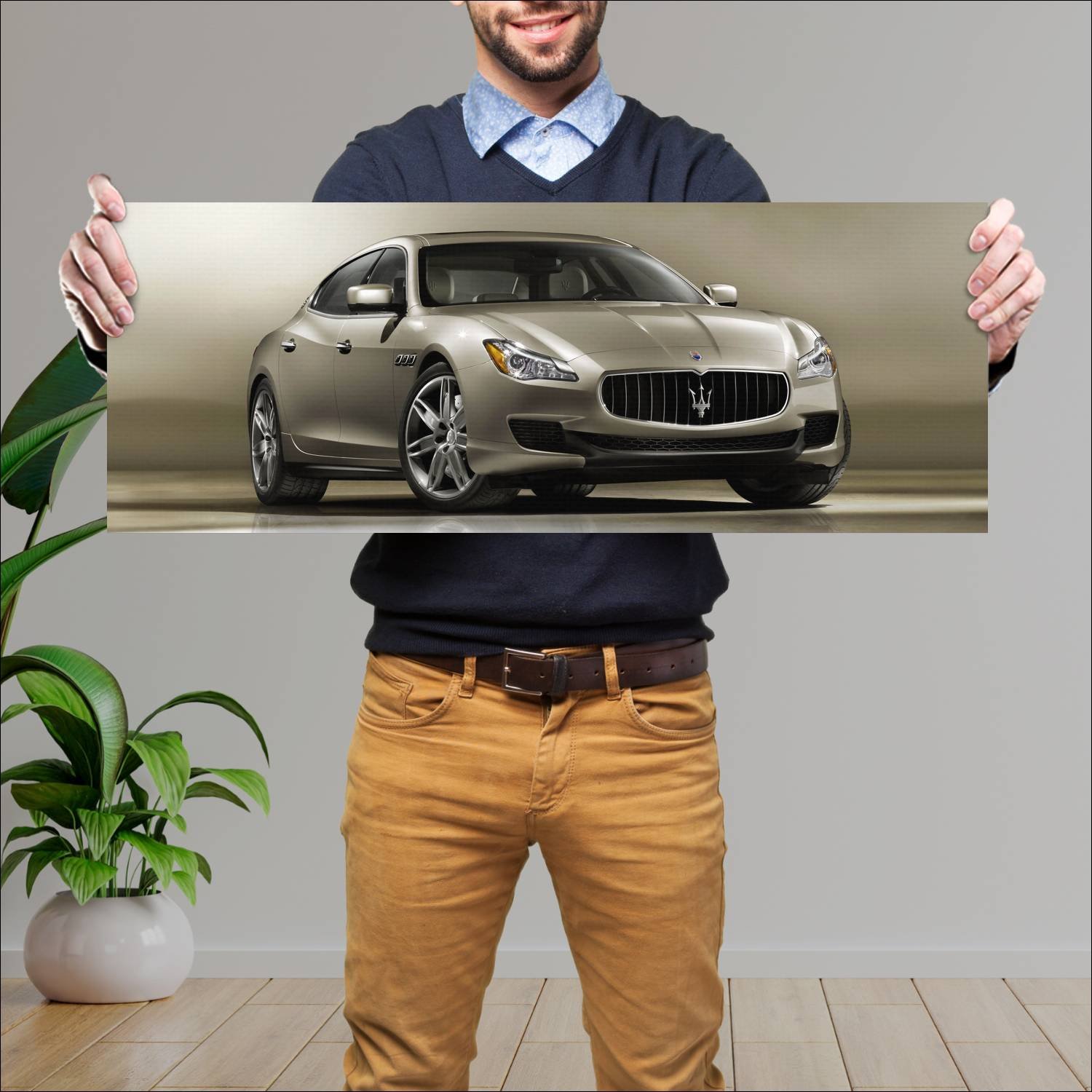 Cuadro grande 30x80cm 2013 maserati quattroporte g 215 Maserati