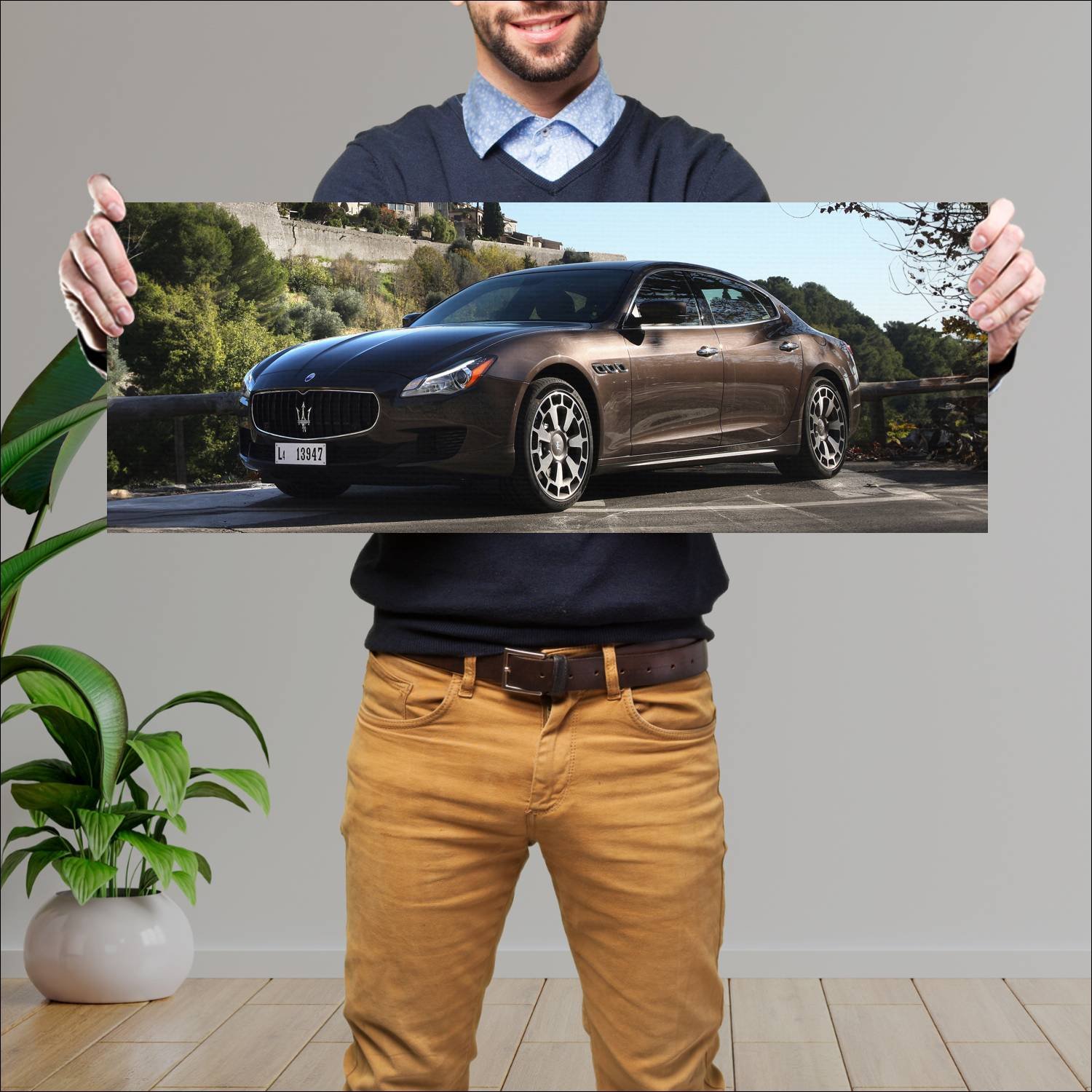 Cuadro grande 30x80cm 2013 maserati quattroporte g 216 Maserati