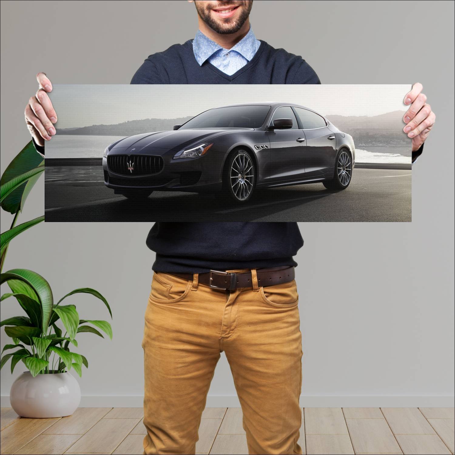 Cuadro grande 30x80cm 2013 maserati quattroporte g 217 Maserati