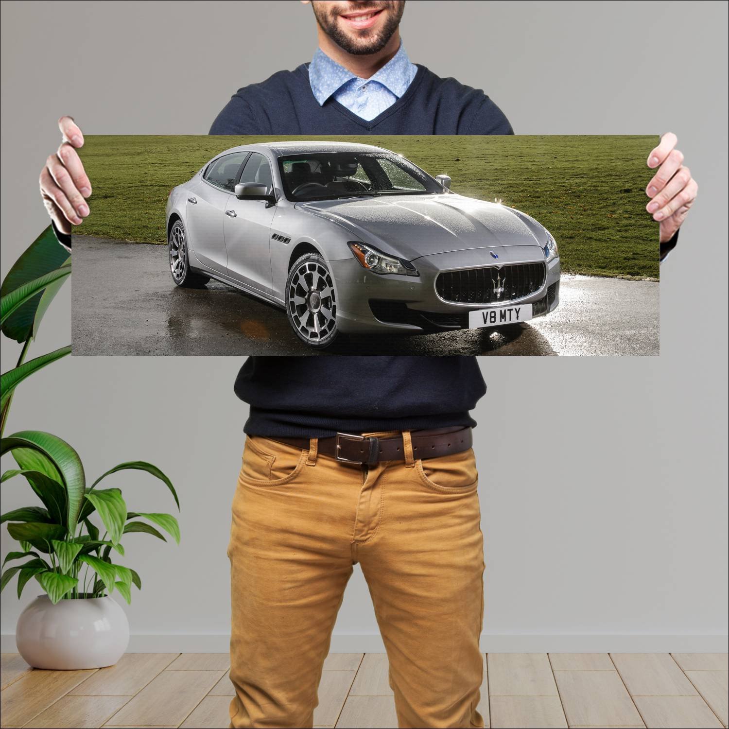 Cuadro grande 30x80cm 2013 maserati quattroporte u 218 Maserati
