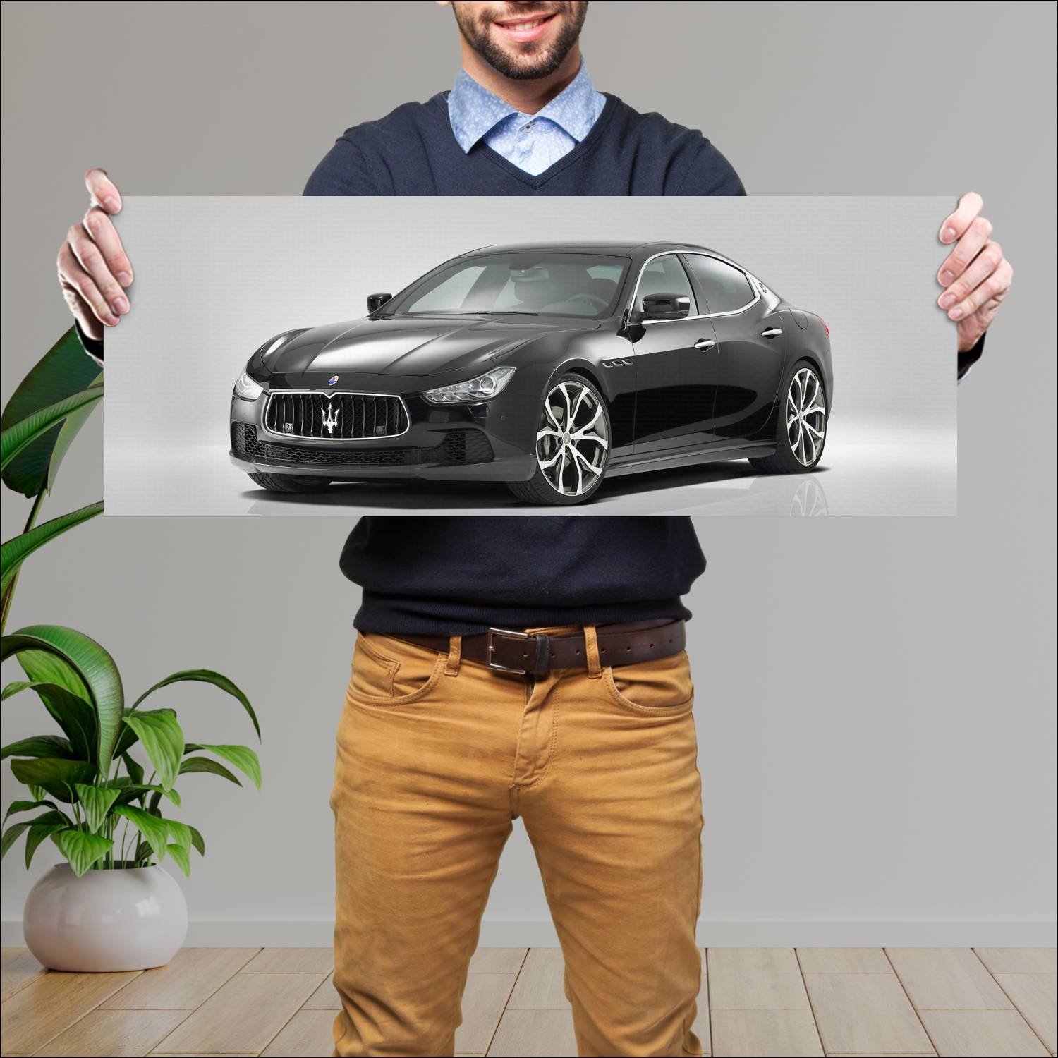 Cuadro grande 30x80cm 2014 maserati ghibli by novi 222 Maserati