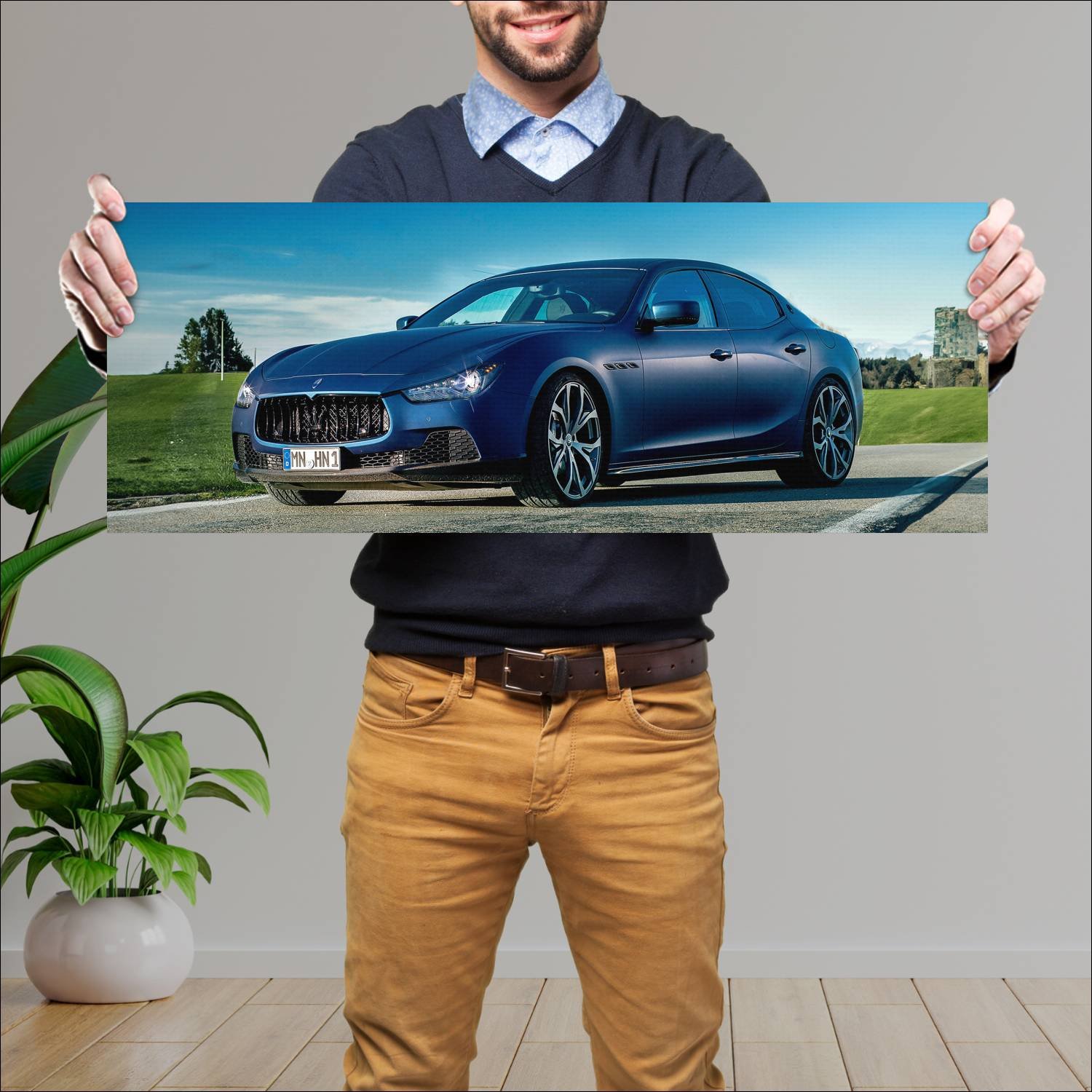 Cuadro grande 30x80cm 2014 maserati ghibli by novi 223 Maserati