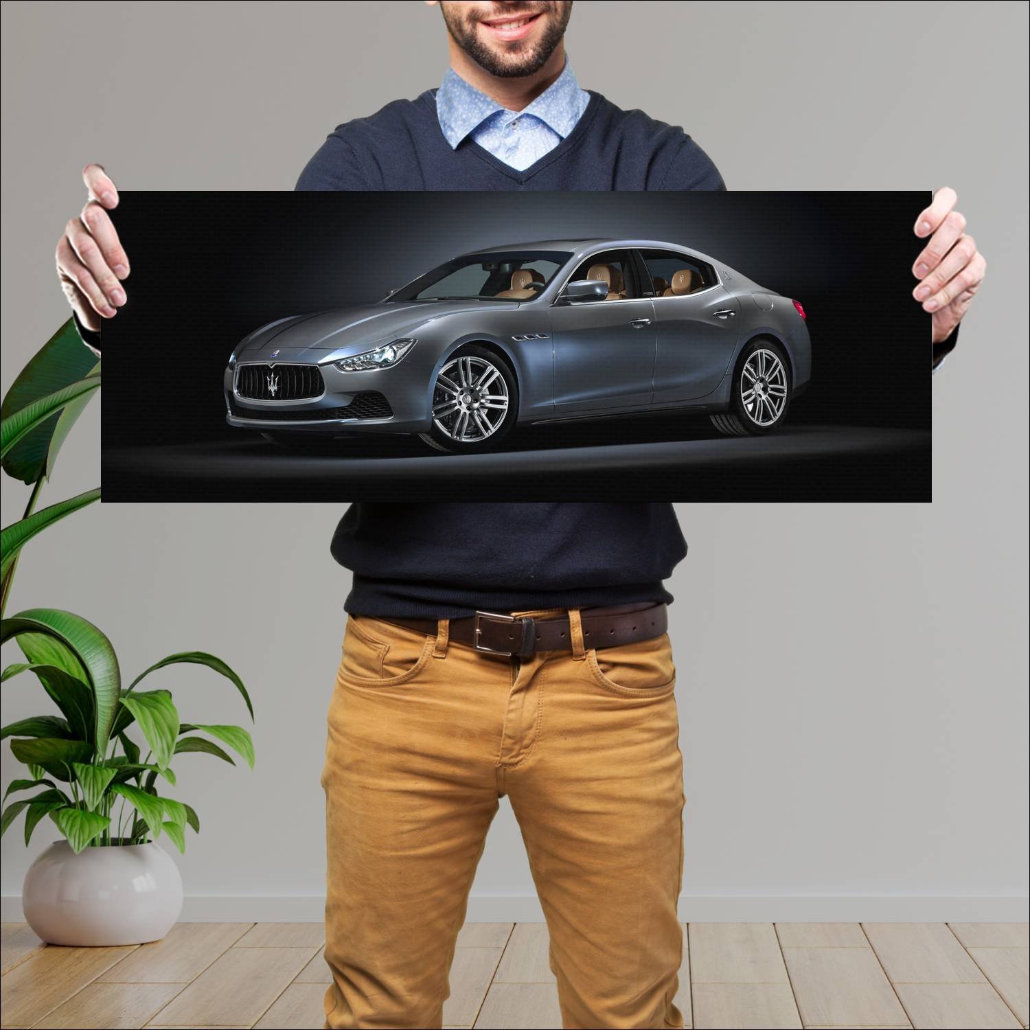 Cuadro grande 30x80cm 2014 maserati ghibli ermeneg 224 Maserati
