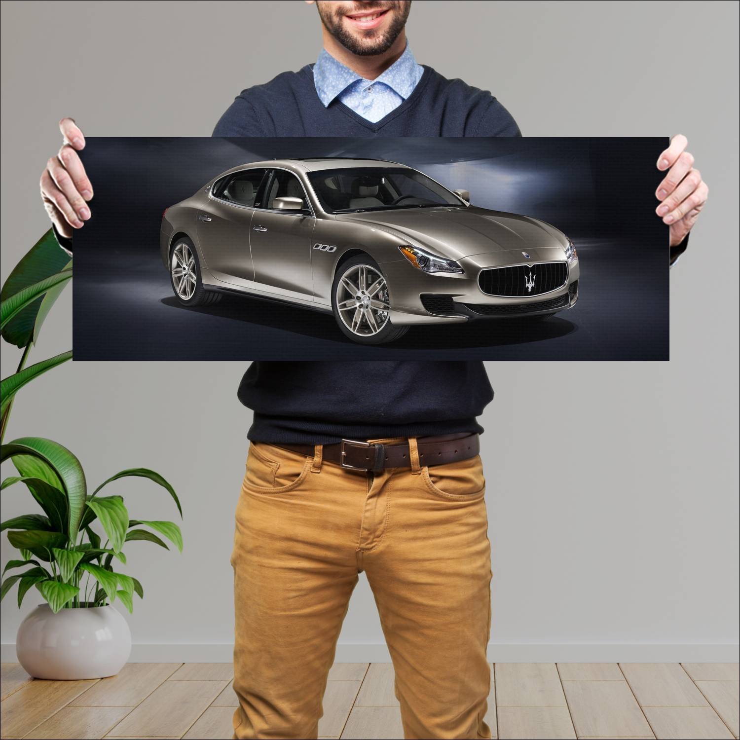Cuadro grande 30x80cm 2014 maserati quattroporte e 228 Maserati
