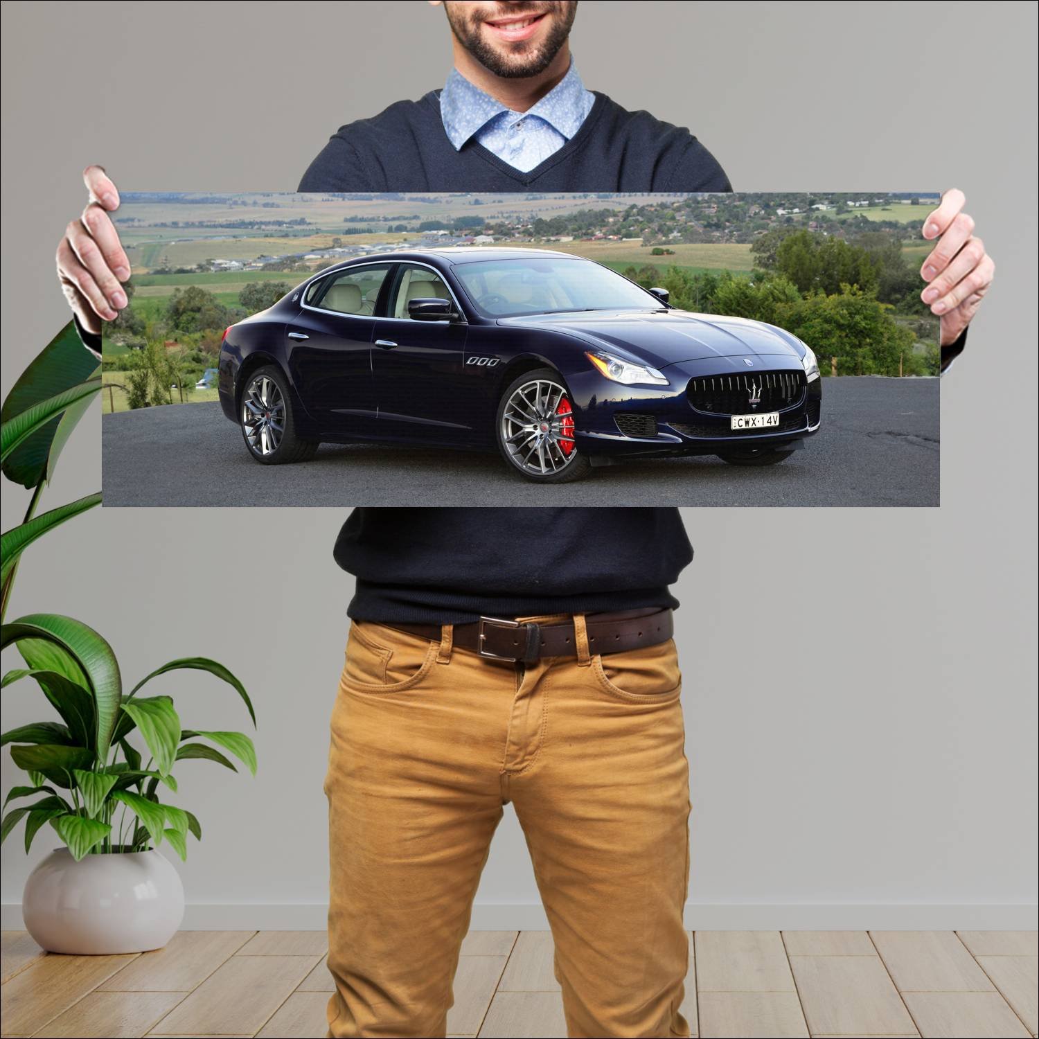 Cuadro grande 30x80cm 2014 maserati quattroporte g 229 Maserati