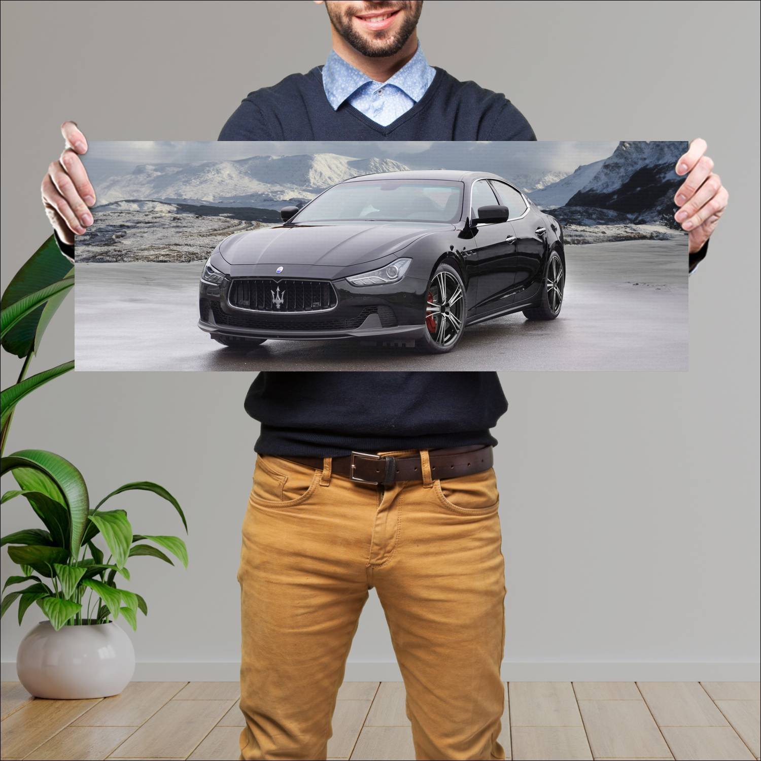 Cuadro grande 30x80cm 2015 maserati ghibli by mans 233 Maserati
