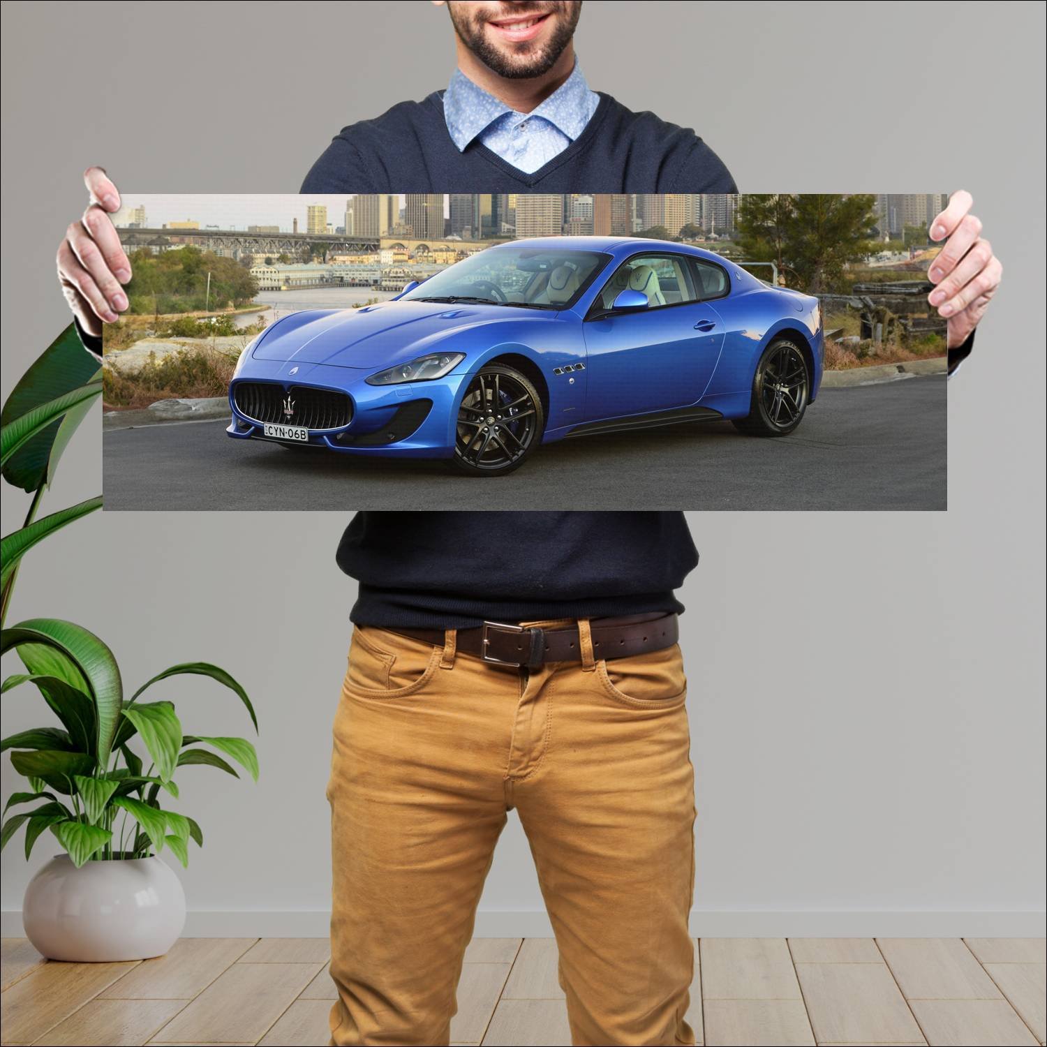Cuadro grande 30x80cm 2015 maserati granturismo mc 236 Maserati