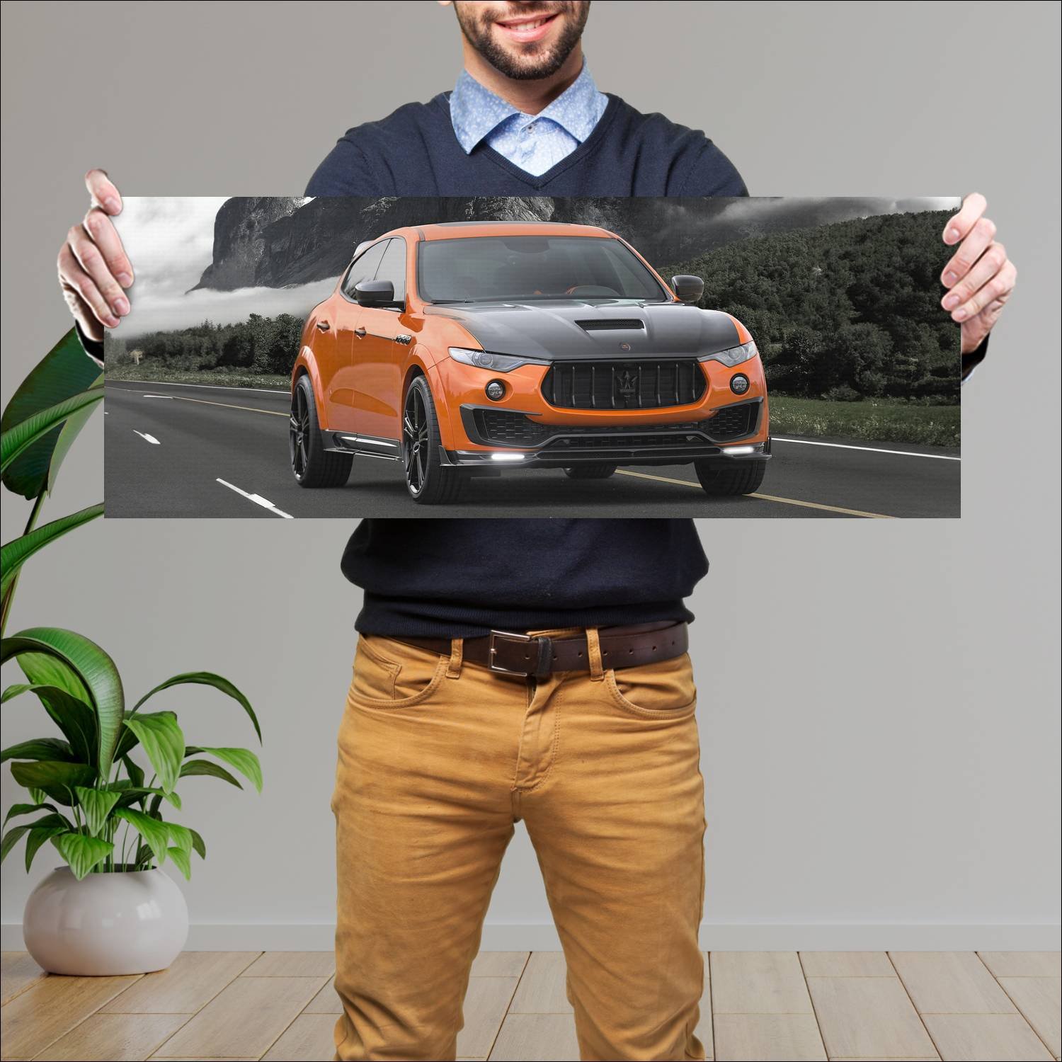 Cuadro grande 30x80cm 2017 maserati levante by man 266 Maserati