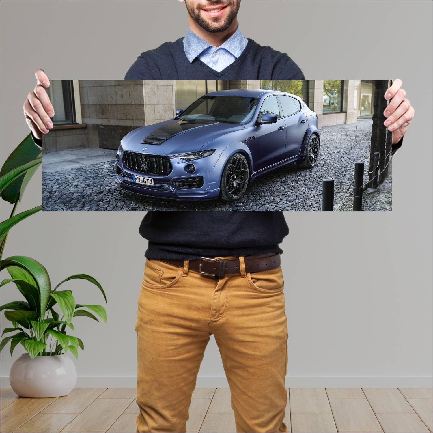 Cuadro grande 30x80cm 2017 maserati levante esteso 270 Maserati