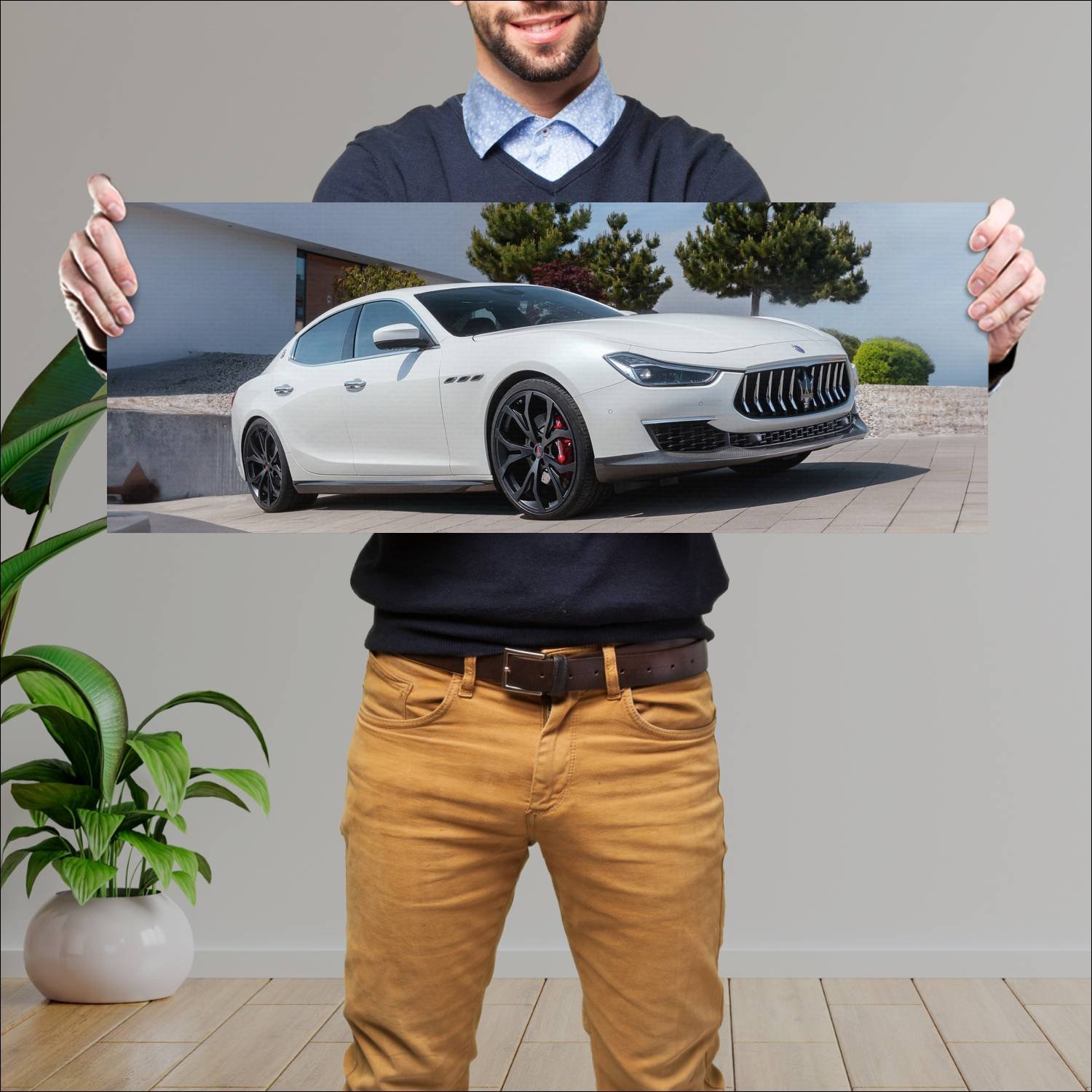 Cuadro grande 30x80cm 2018 maserati ghibli granlus 283 Maserati