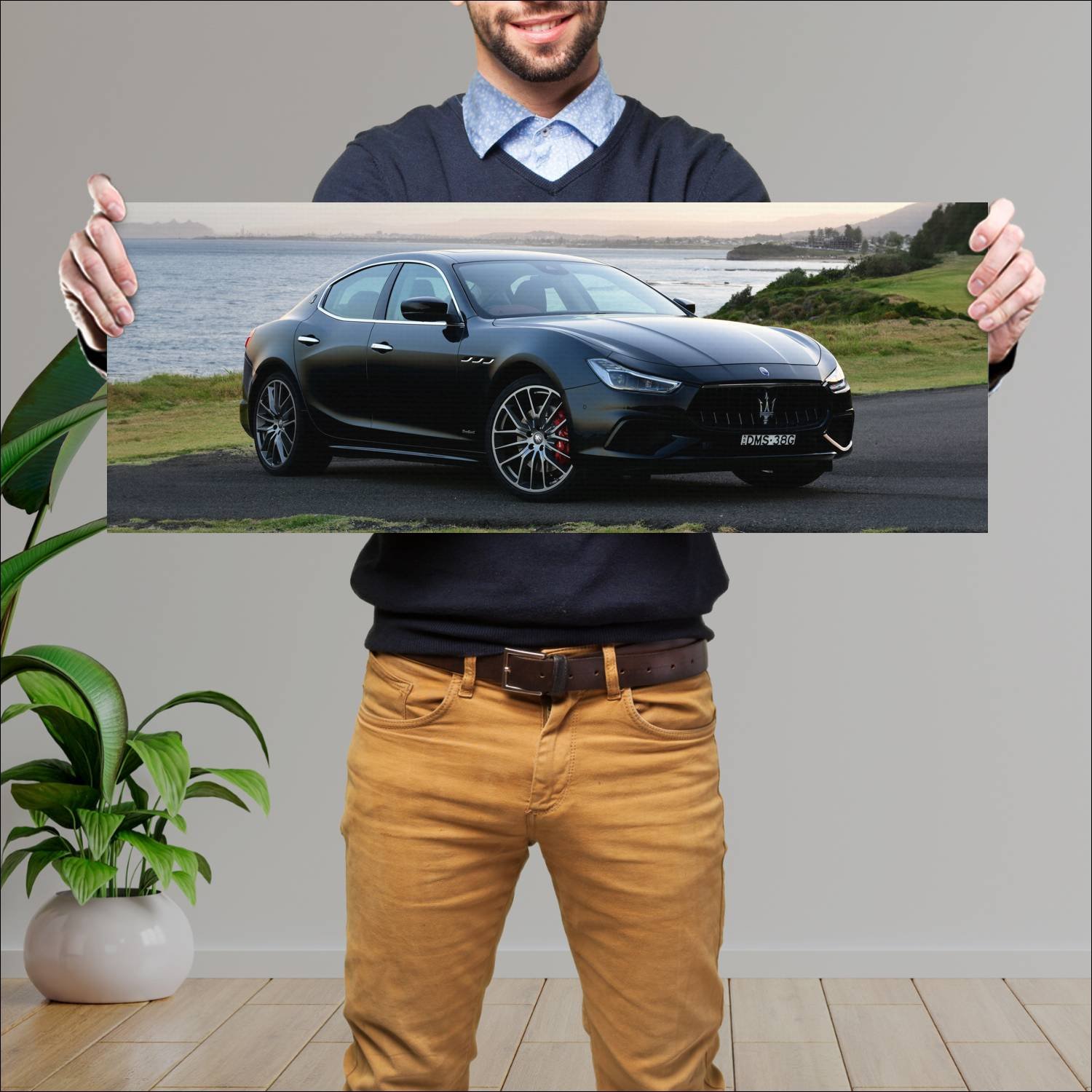 Cuadro grande 30x80cm 2018 maserati ghibli granspo 284 Maserati